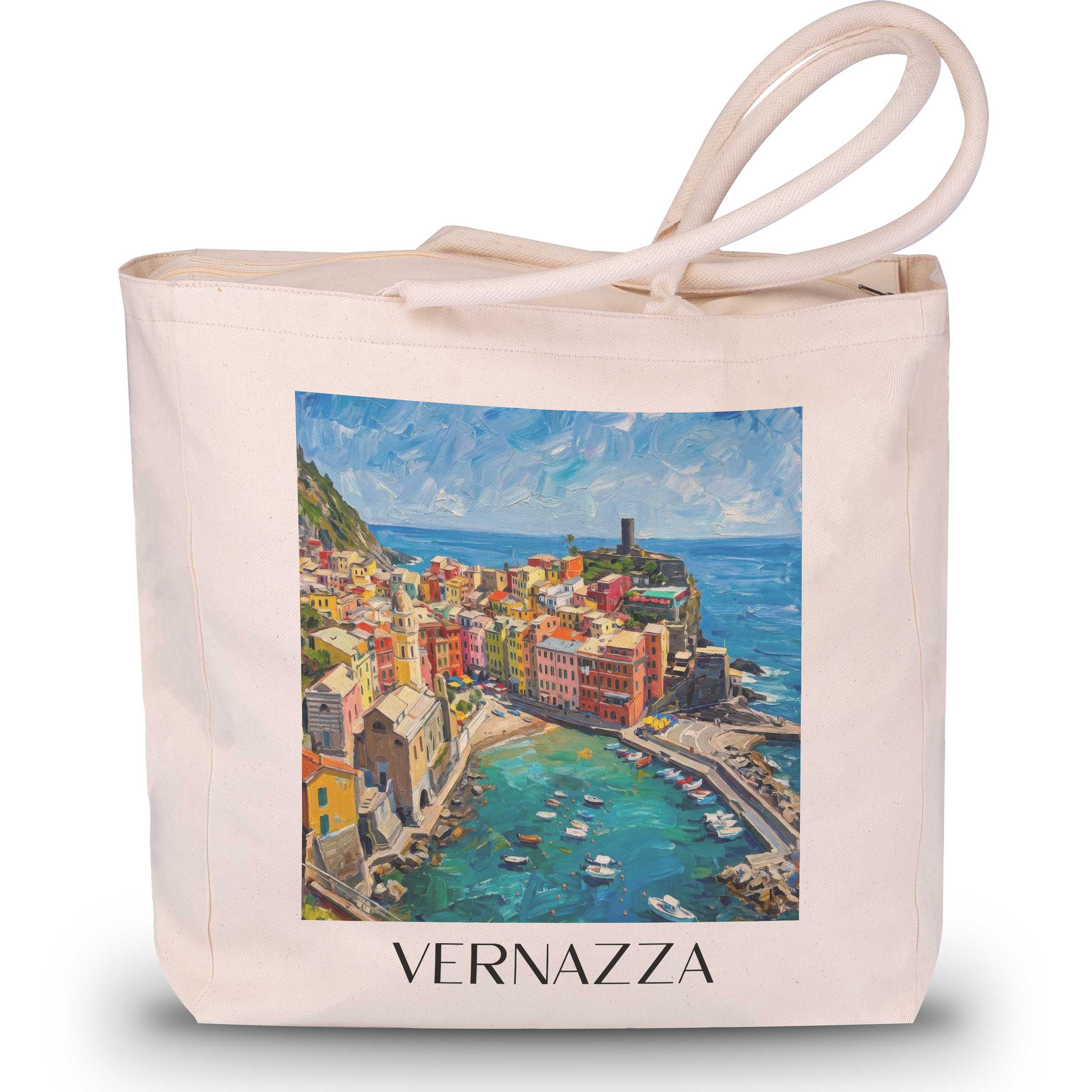 Vernazza Shopping Tasche - Cinque Terre - Italien Tote Bag - Einkaufstasche im Ölgemälde Stil
