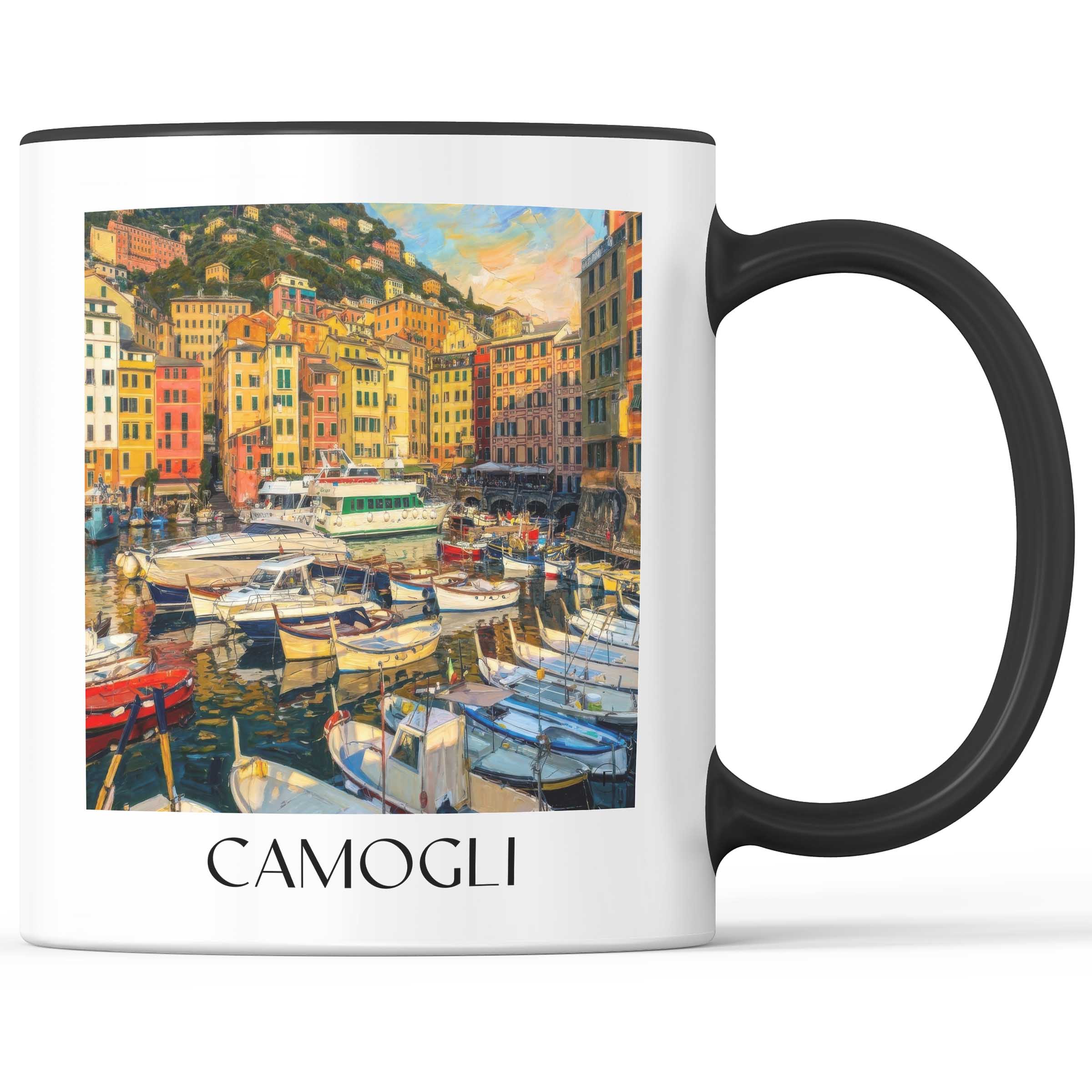 Camogli Kaffeebecher - Ligurien - Italien Becher - Kaffeetasse im Ölgemälde Stil