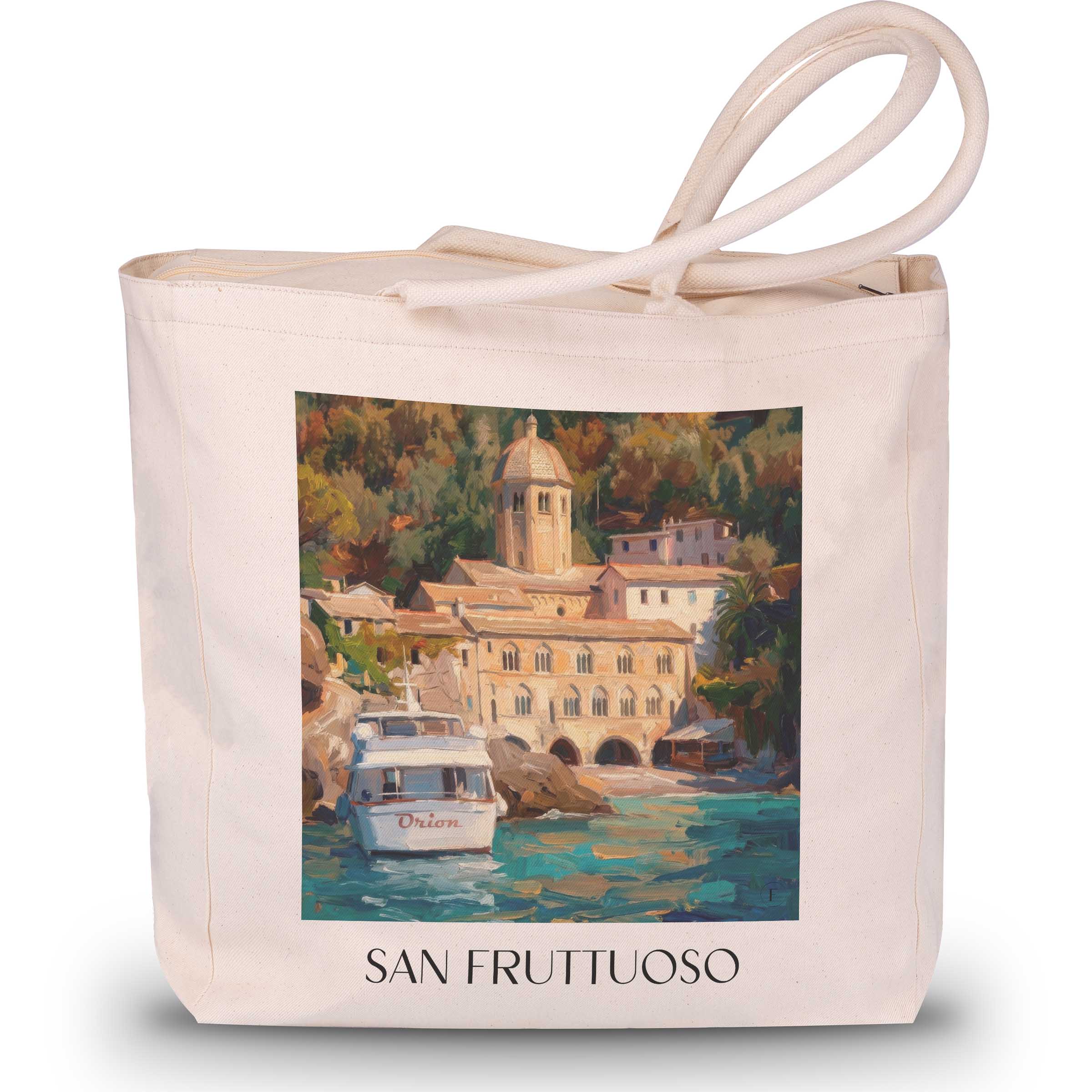 San Fruttuoso Shopping Tasche - Camogli - Italien Tote Bag - Einkaufstasche im Ölgemälde Stil