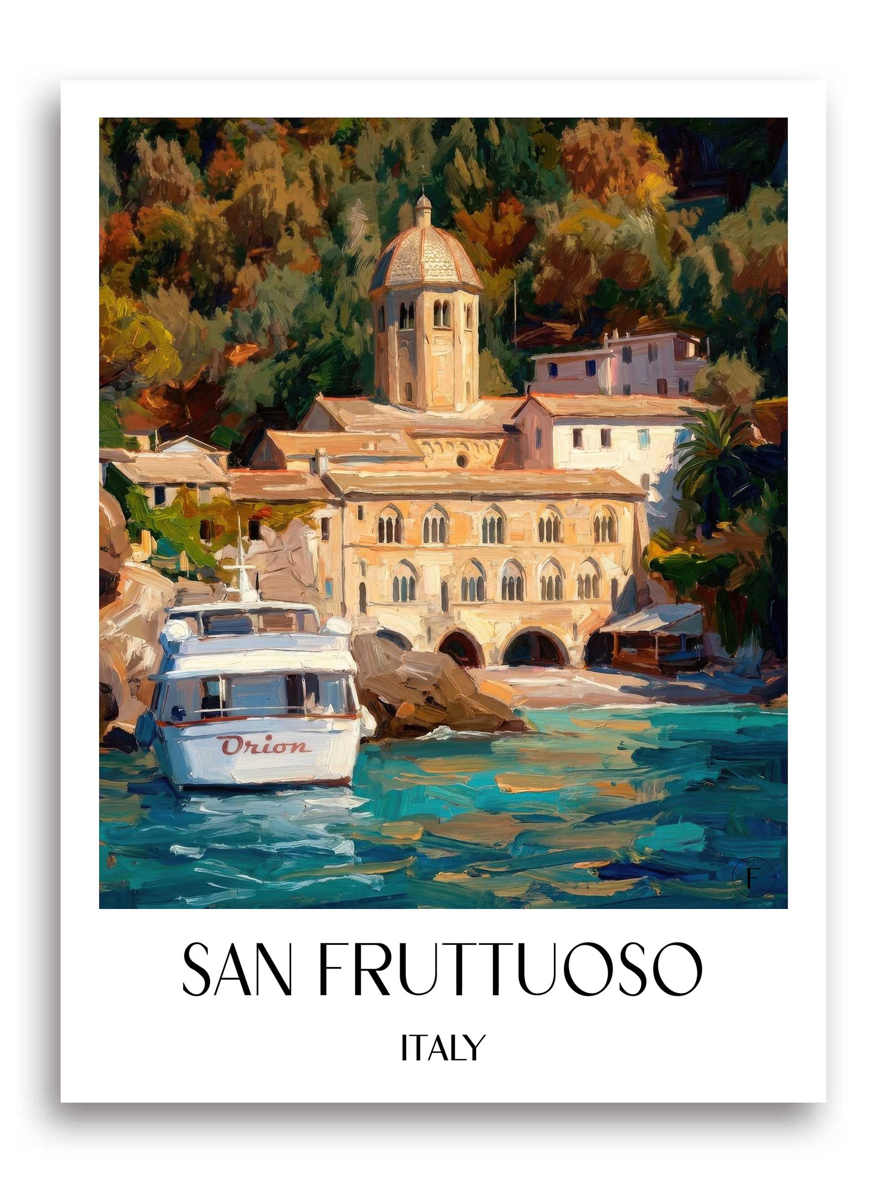 San Fruttuoso Poster - Camogli - Italien Kunstdruck - Ölgemälde von A4 bis A1