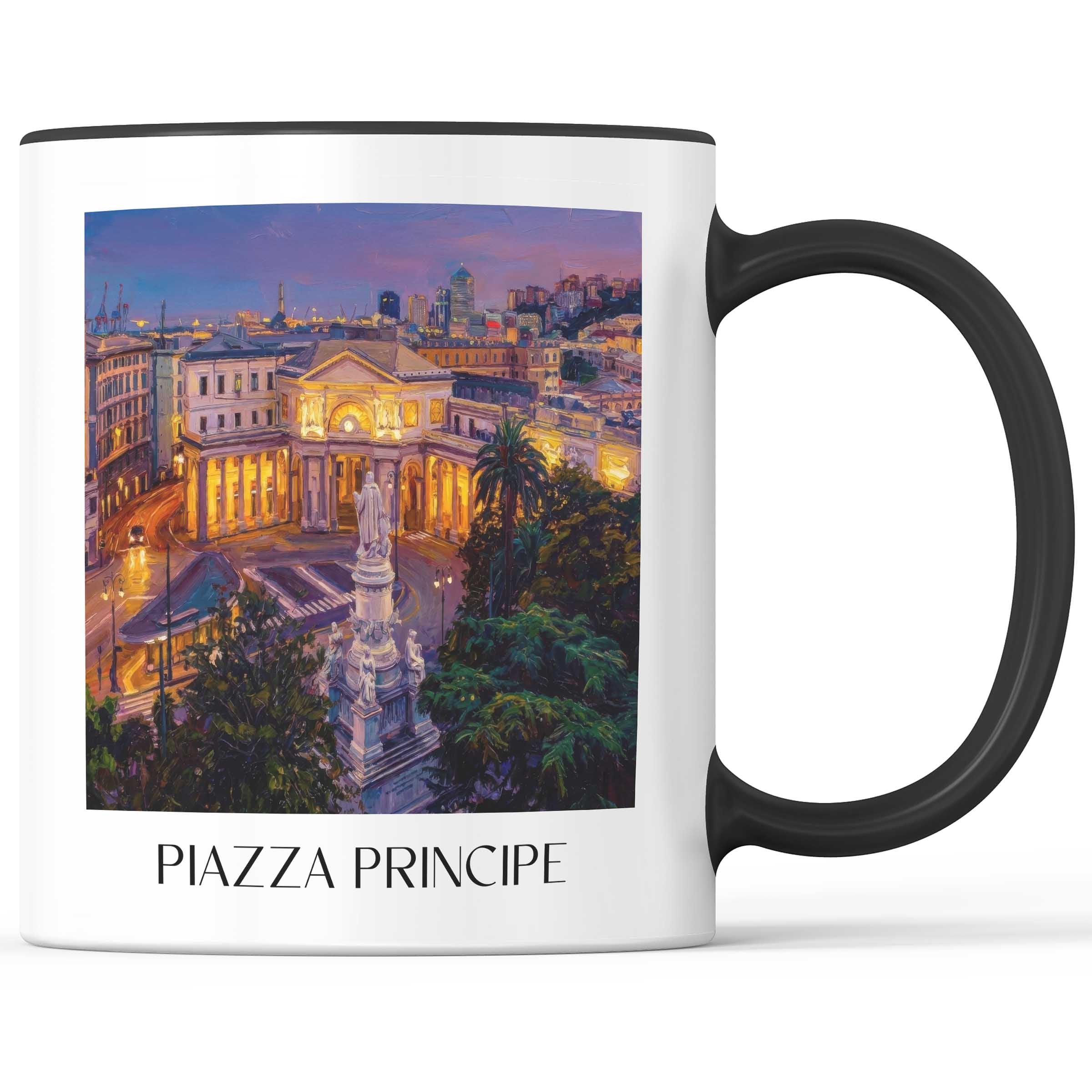 Piazza Principe Kaffeebecher - Genua - Italien Becher - Kaffeetasse im Ölgemälde Stil