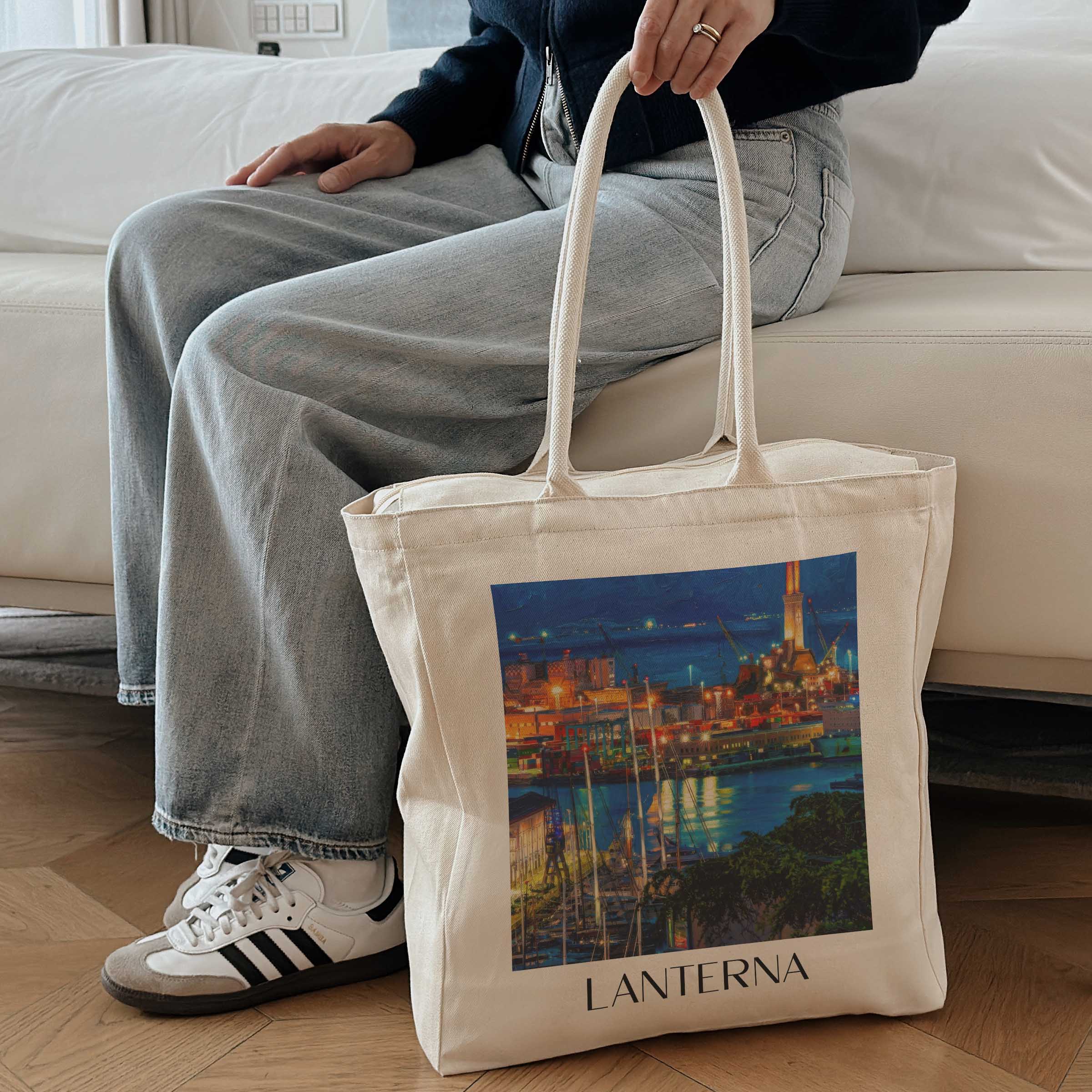 lanterna-genua-italien-einkaufstasche-oil-painting-oelgemaelde
