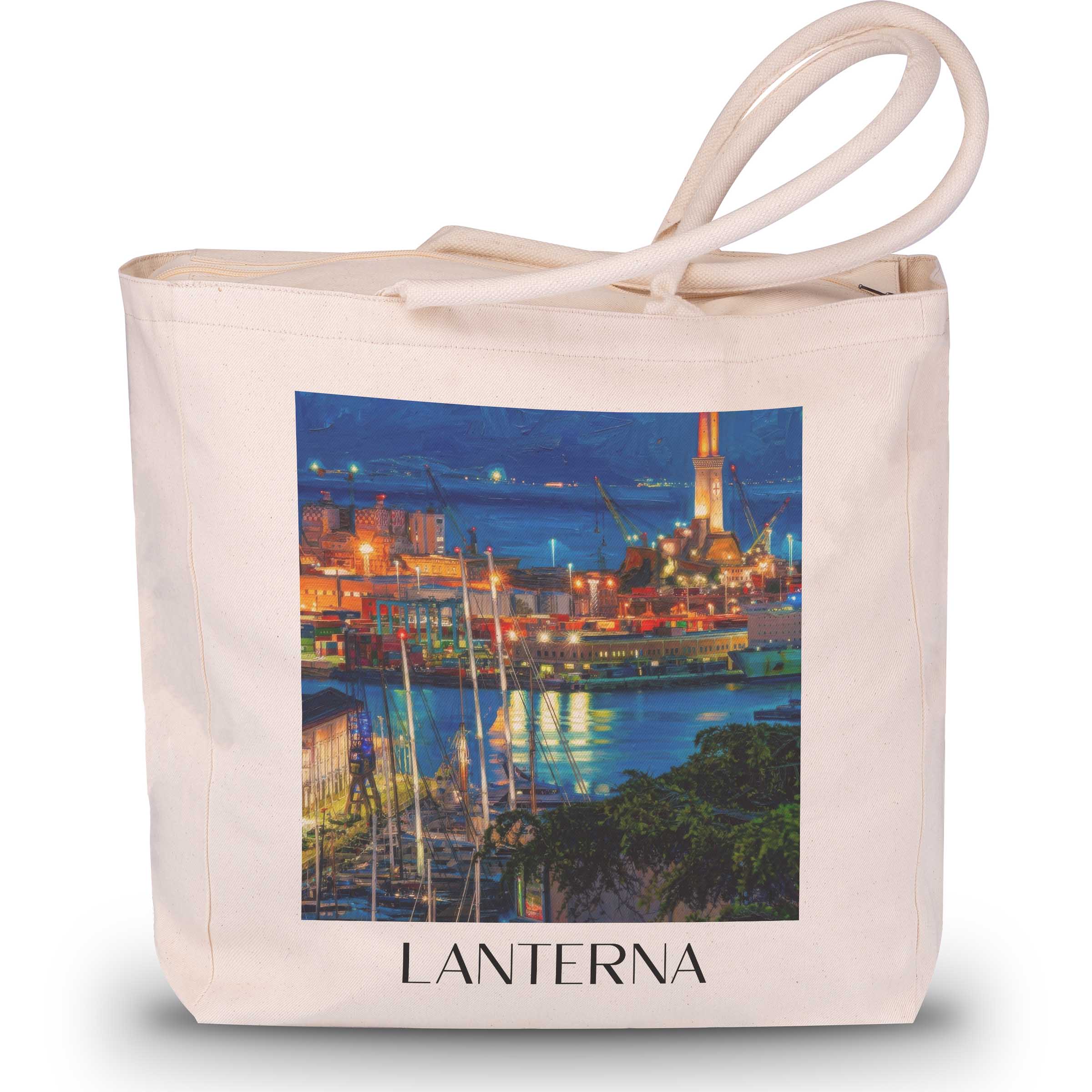 Lanterna Shopping Tasche - Genua - Italien Tote Bag - Einkaufstasche im Ölgemälde Stil