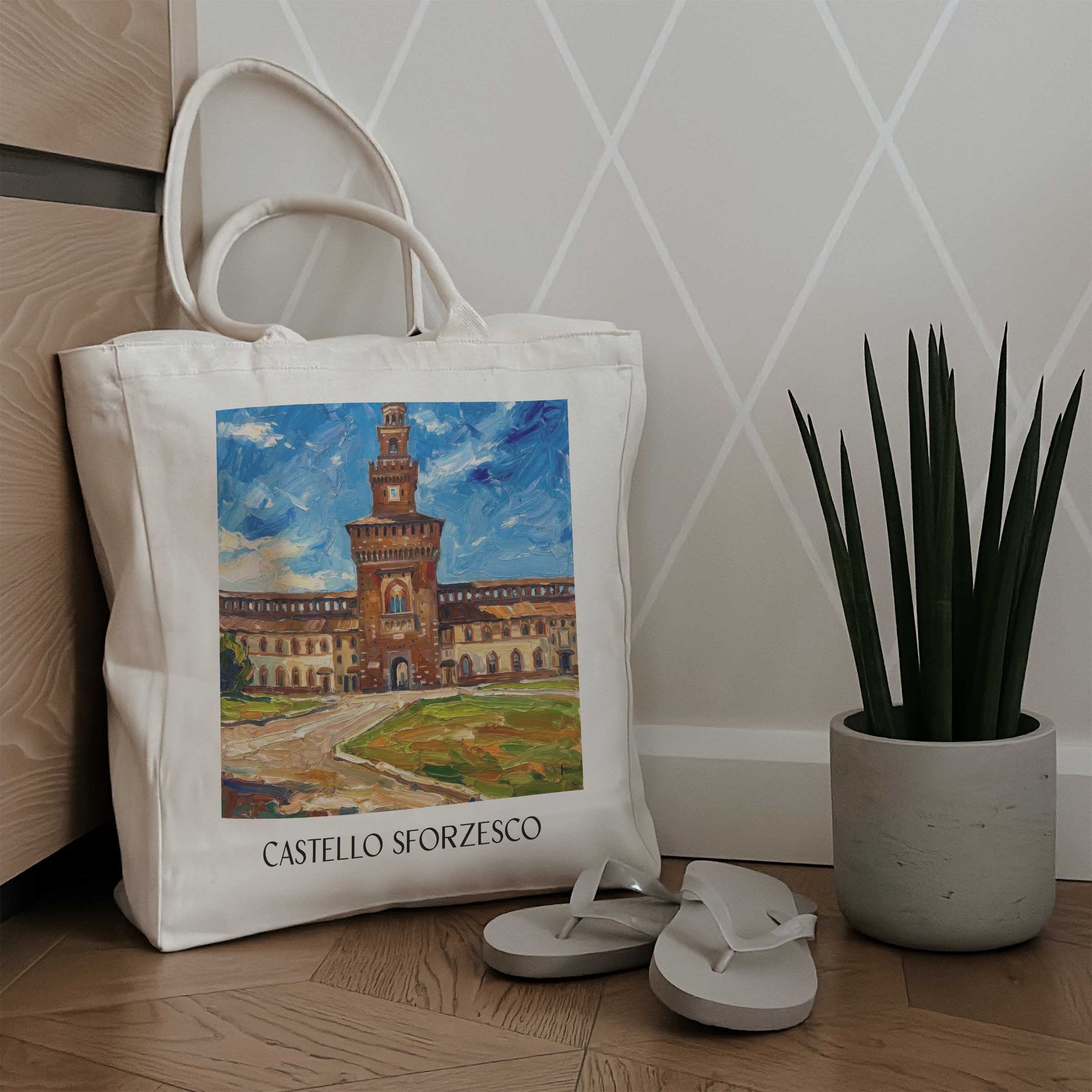 castello-sforzesco-mailand-italien-einkaufstasche-oil-painting-oelgemaelde