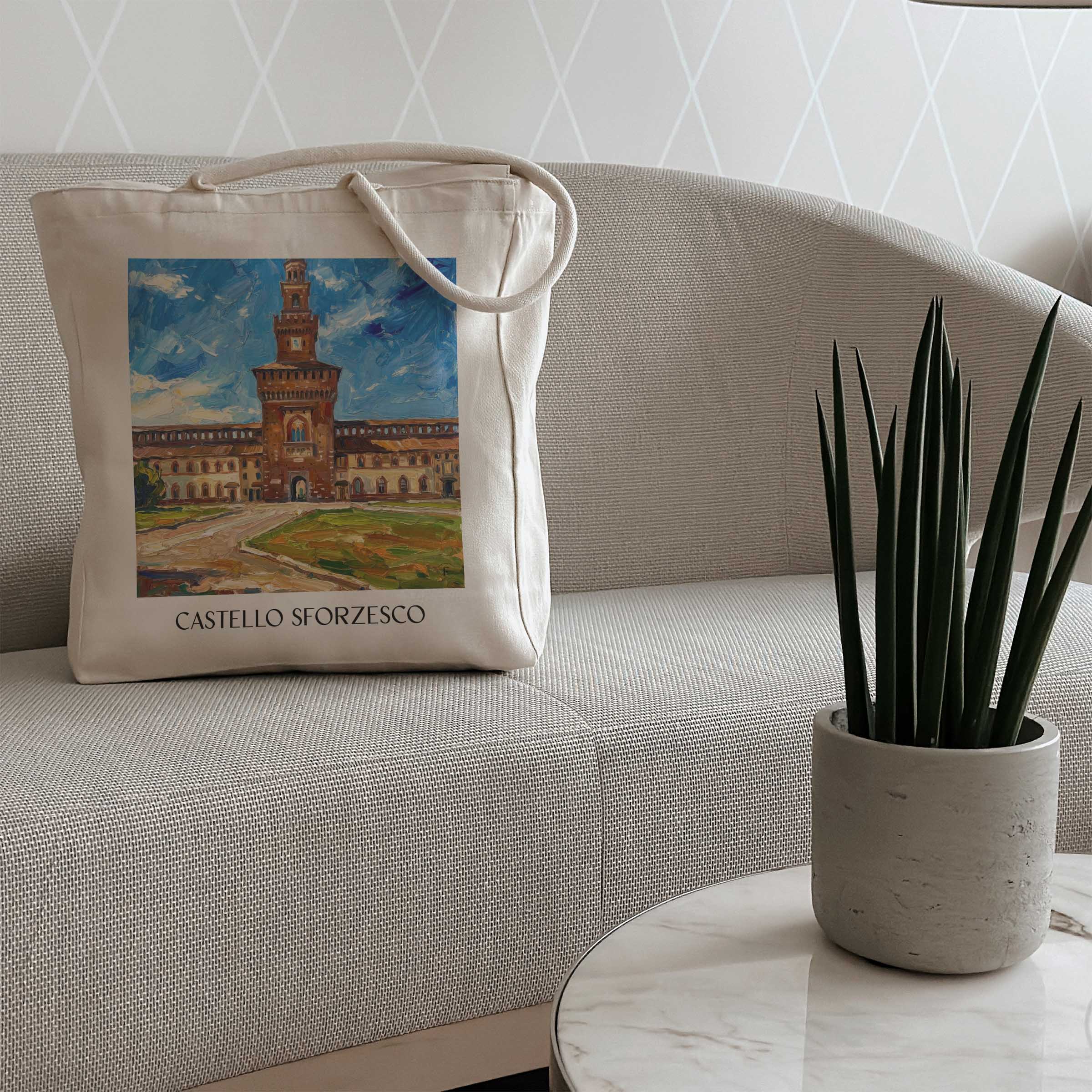 castello-sforzesco-mailand-italien-einkaufstasche-oil-painting-oelgemaelde