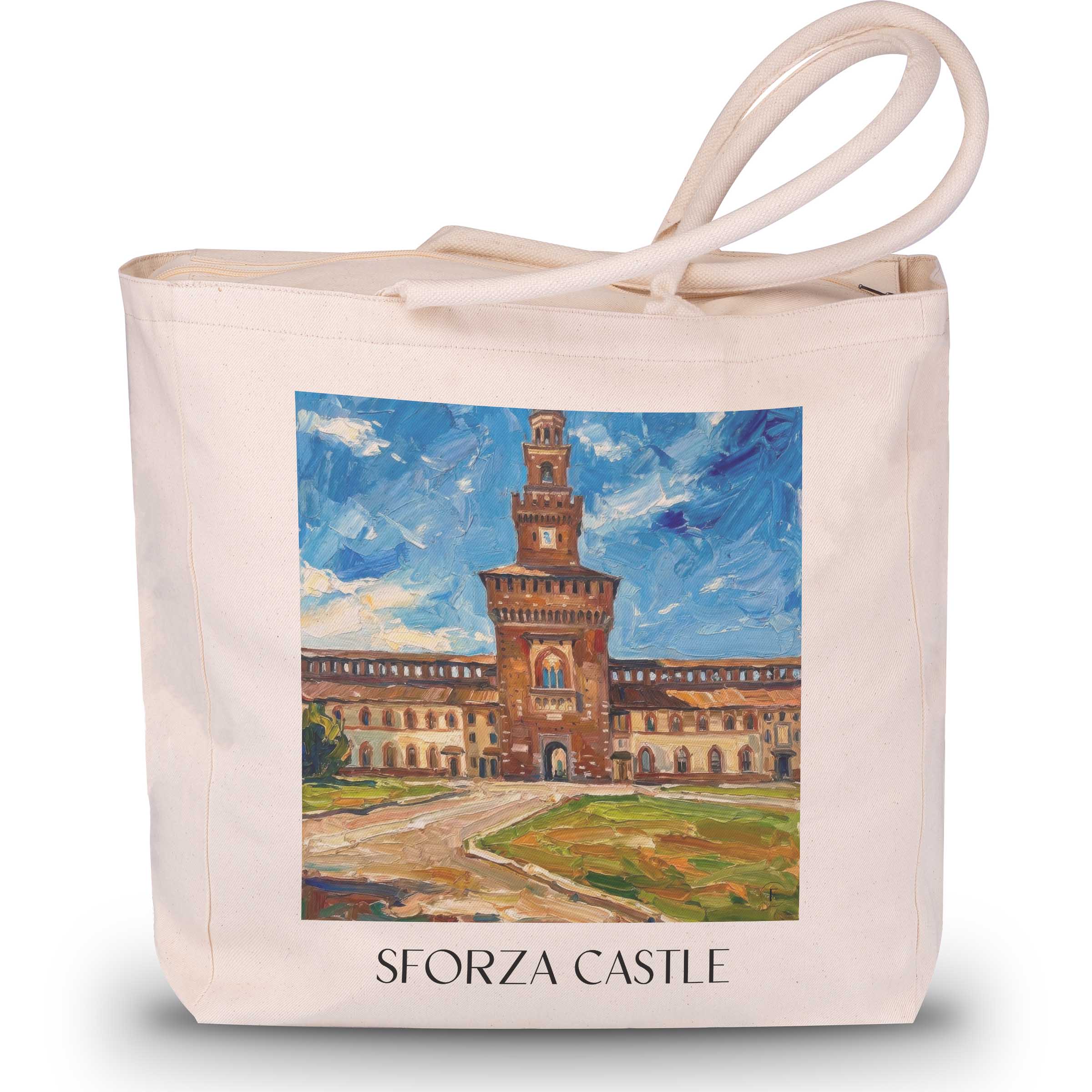 Castello Sforzesco Shopping Tasche - Mailand - Italien Tote Bag - Einkaufstasche im Ölgemälde Stil
