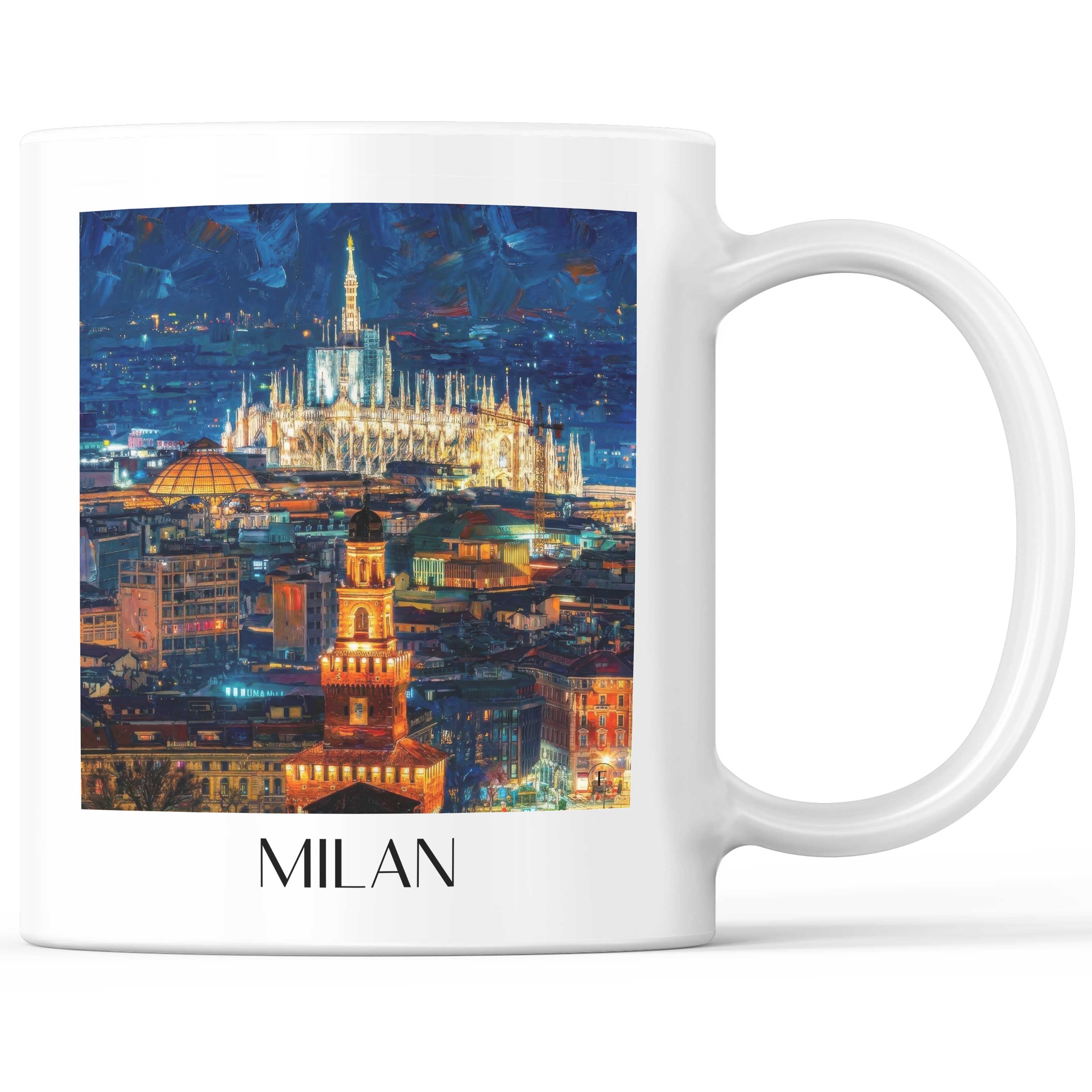Mailand Kaffeebecher - Italien - Italien Becher - Kaffeetasse im Ölgemälde Stil