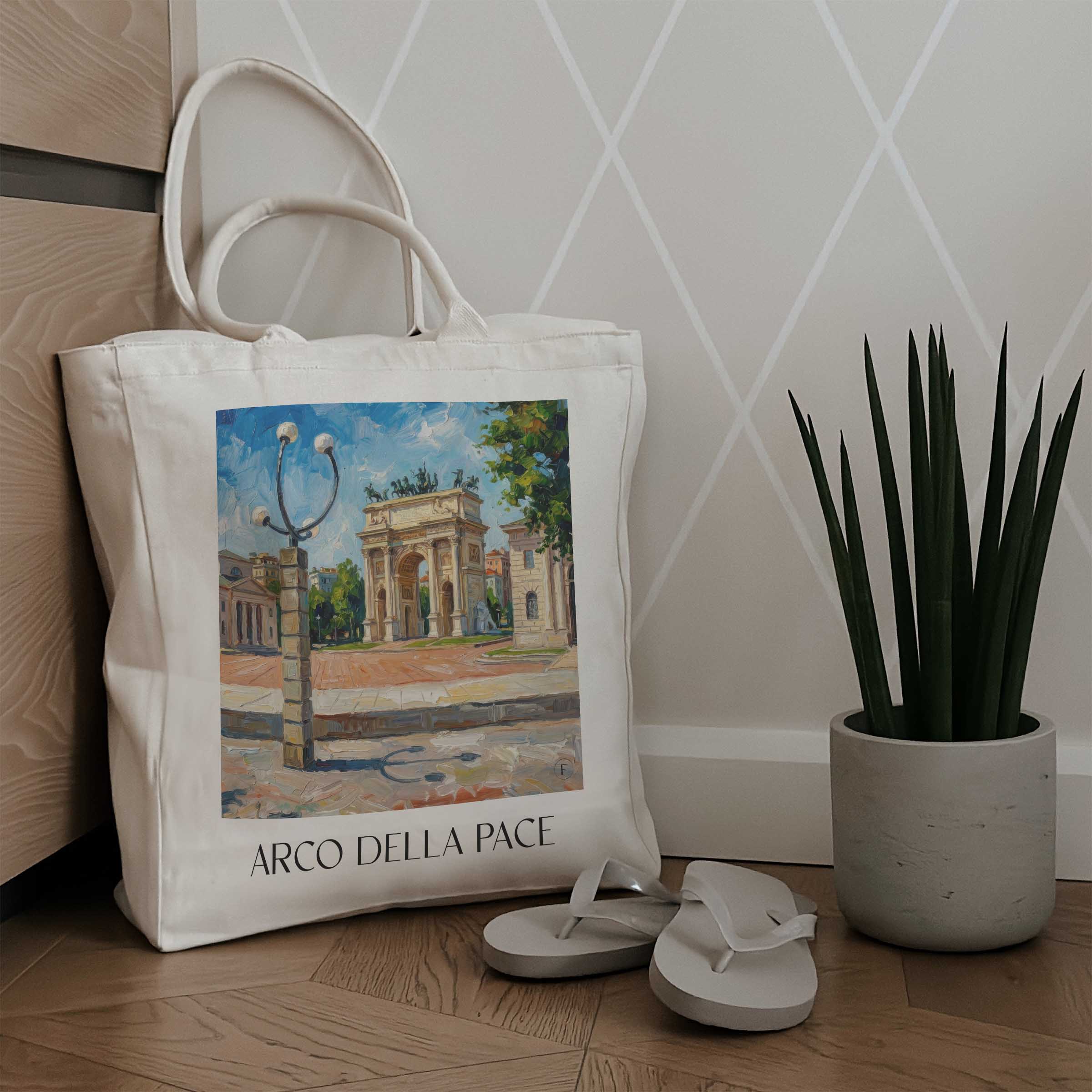 arco-della-pace-mailand-italien-einkaufstasche-oil-painting-oelgemaelde