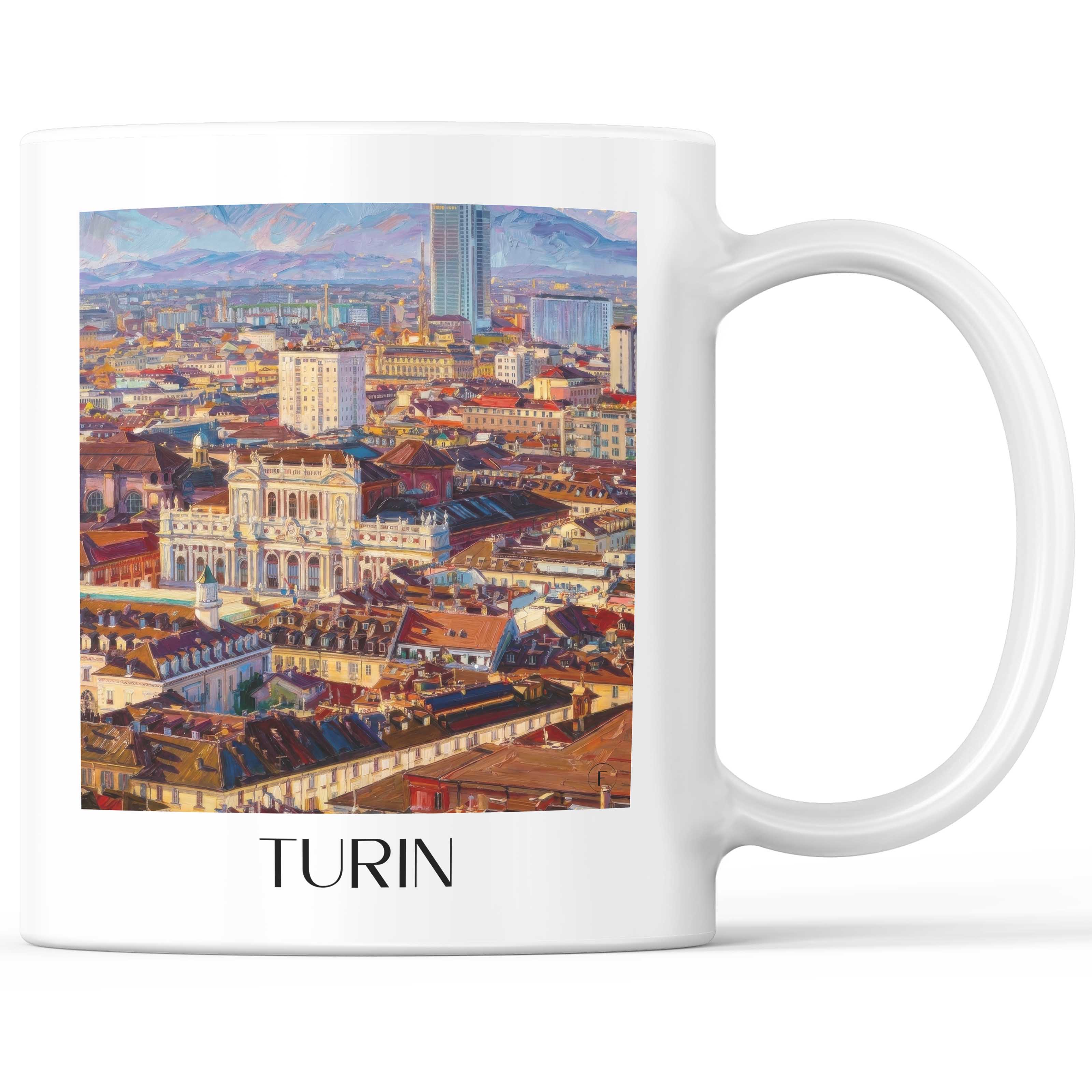 Turin Kaffeebecher - Italien - Italien Becher - Kaffeetasse im Ölgemälde Stil