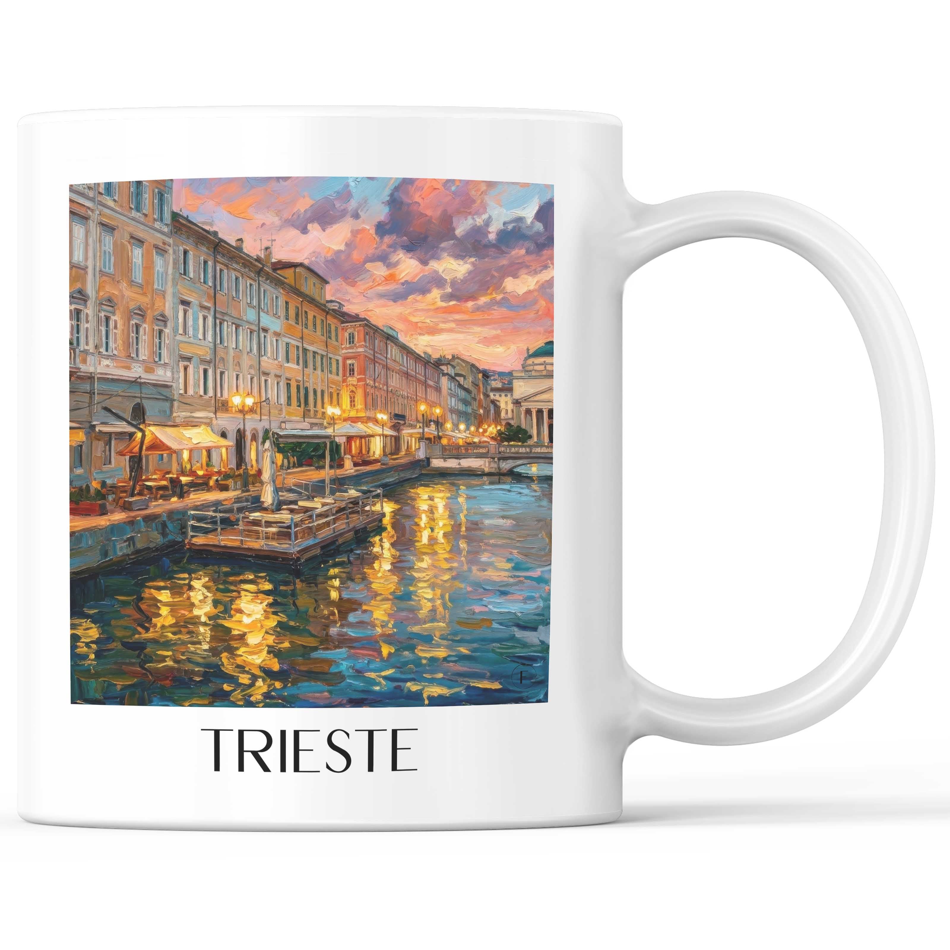 Triest Kaffeebecher - Italien - Italien Becher - Kaffeetasse im Ölgemälde Stil
