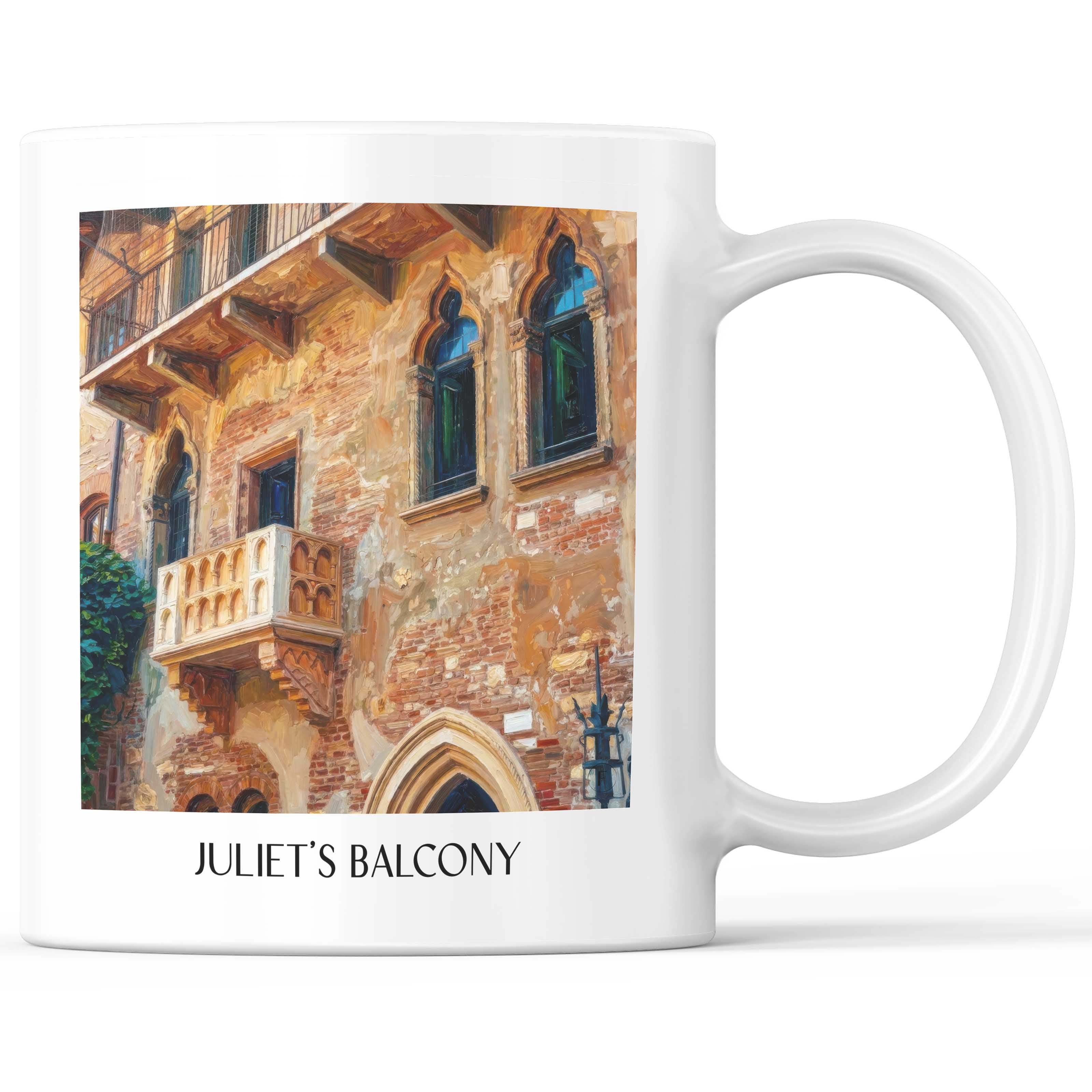 Balkon der Julia Kaffeebecher - Verona - Italien Becher - Kaffeetasse im Ölgemälde Stil