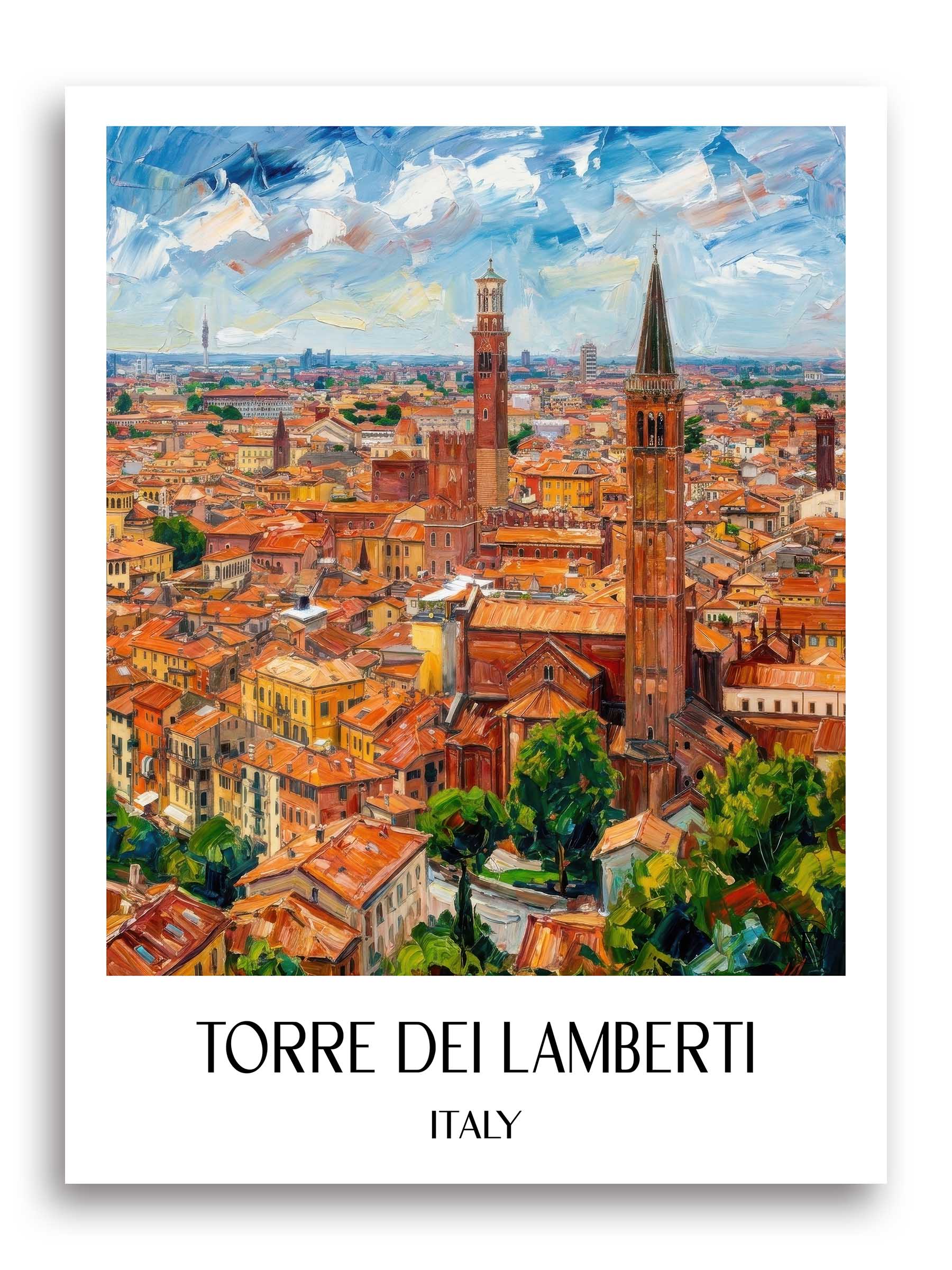 Torre dei Lamberti Poster - Verona - Italien Kunstdruck - Ölgemälde von A4 bis A1