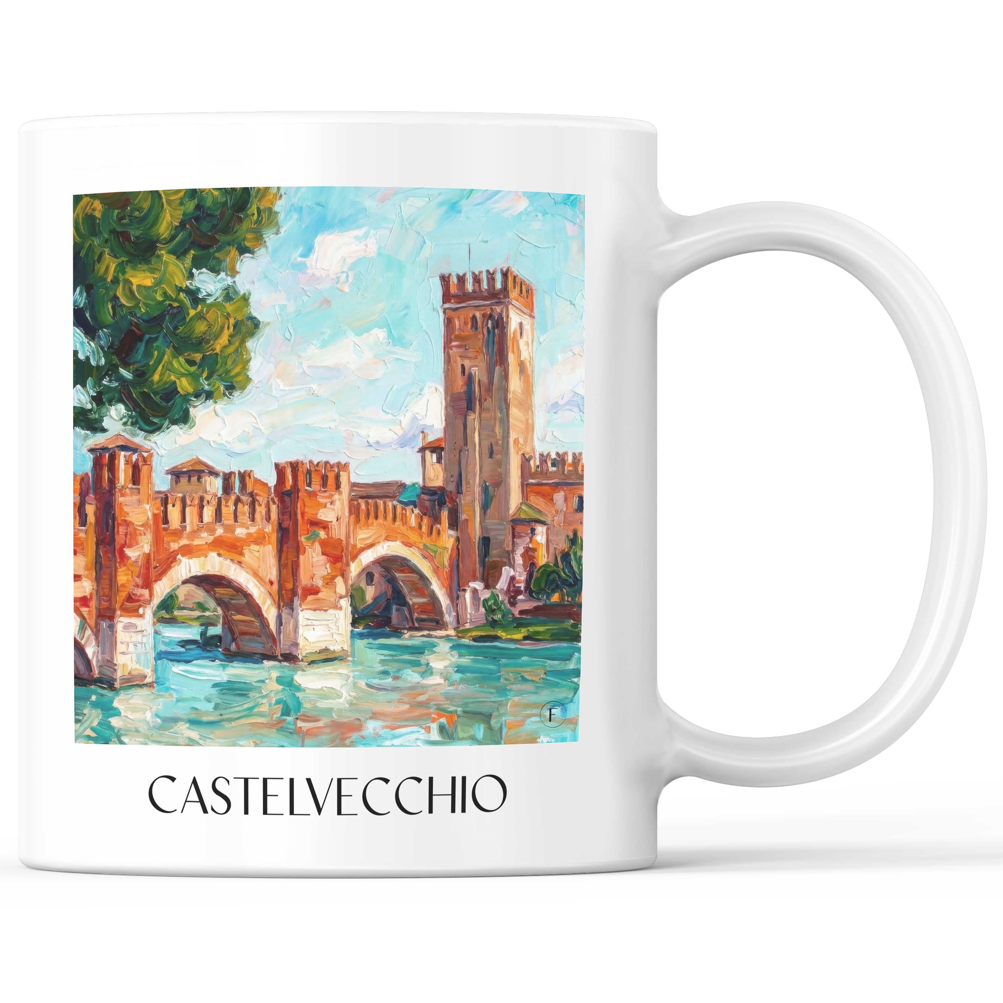 Castelvecchio Kaffeebecher - Verona - Italien Becher - Kaffeetasse im Ölgemälde Stil