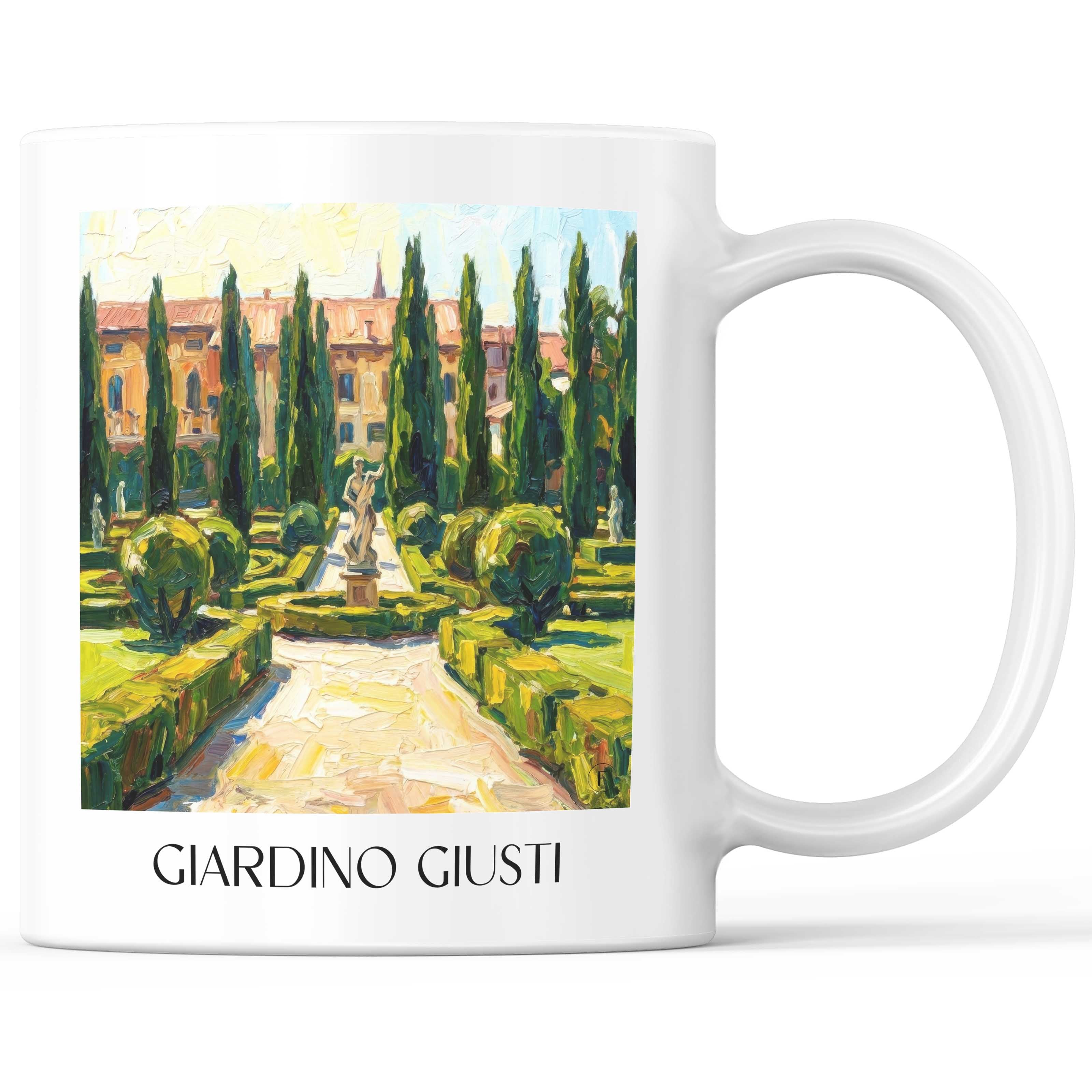 Giardino Giusti Kaffeebecher - Verona - Italien Becher - Kaffeetasse im Ölgemälde Stil