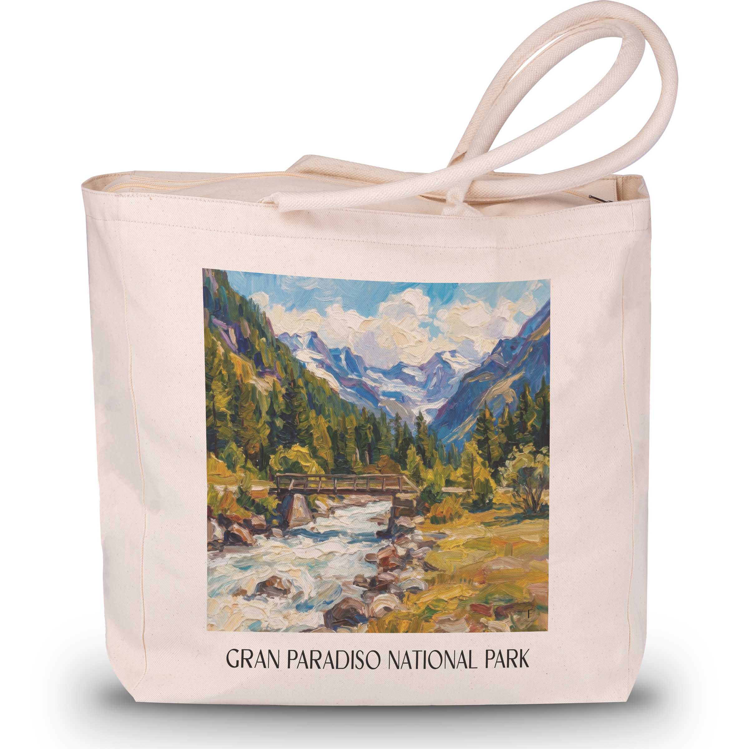 Parco Nazionale Gran Paradiso Shopping Tasche - Italien - Italien Tote Bag - Einkaufstasche im Ölgemälde Stil