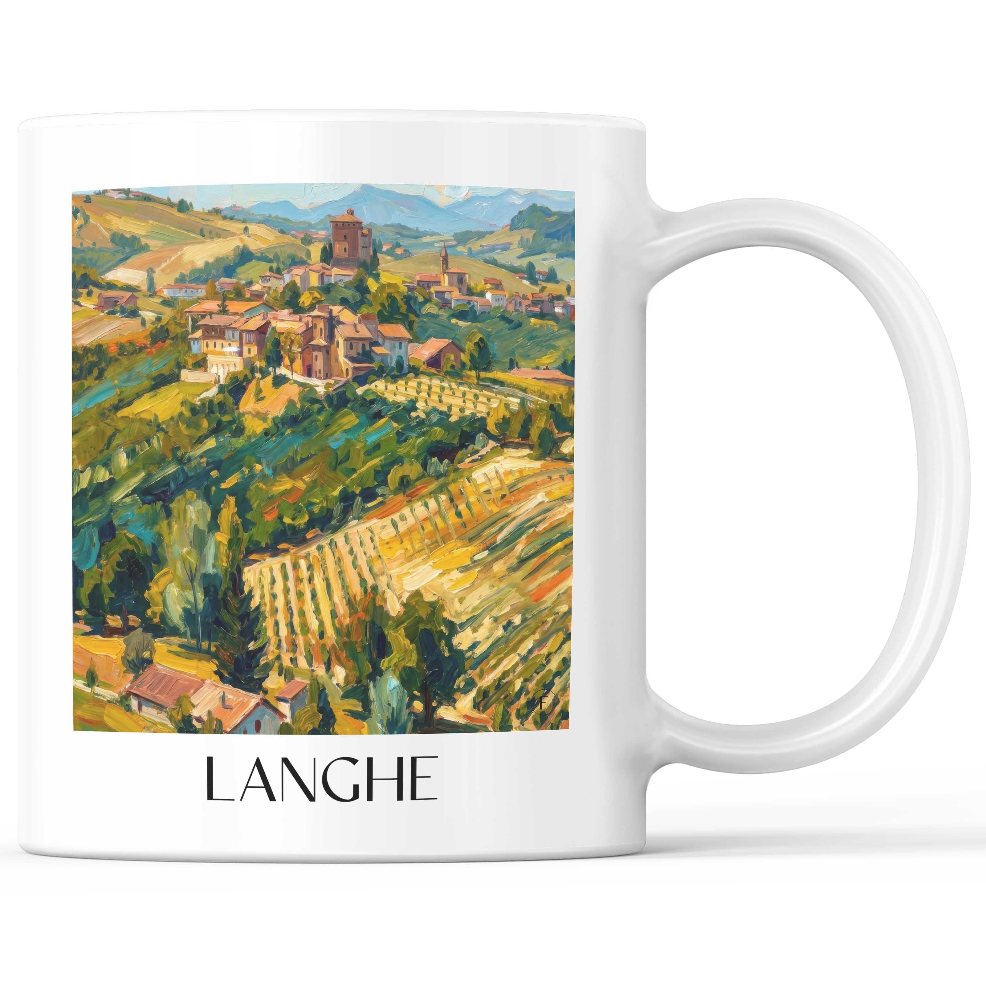 Langhe Kaffeebecher - Piemont - Italien Becher - Kaffeetasse im Ölgemälde Stil
