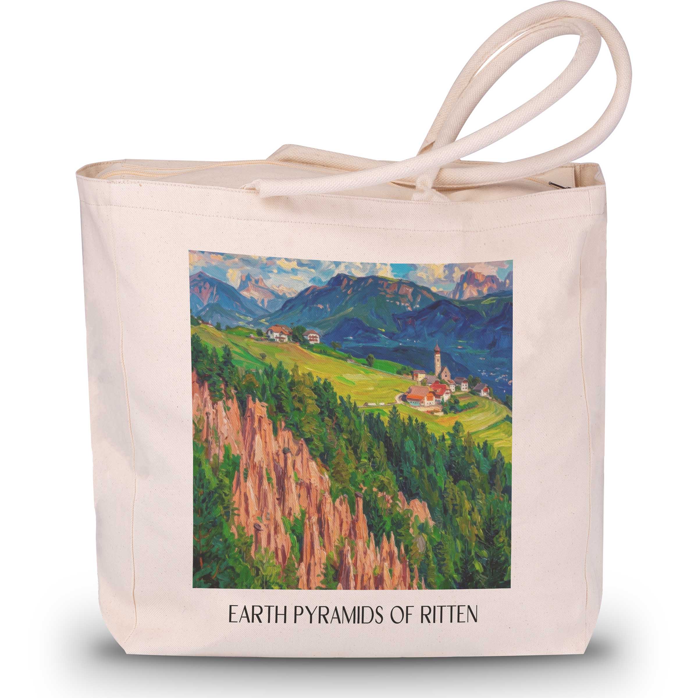 Erdpyramiden von Ritten Shopping Tasche - Südtirol - Italien Tote Bag - Einkaufstasche im Ölgemälde Stil