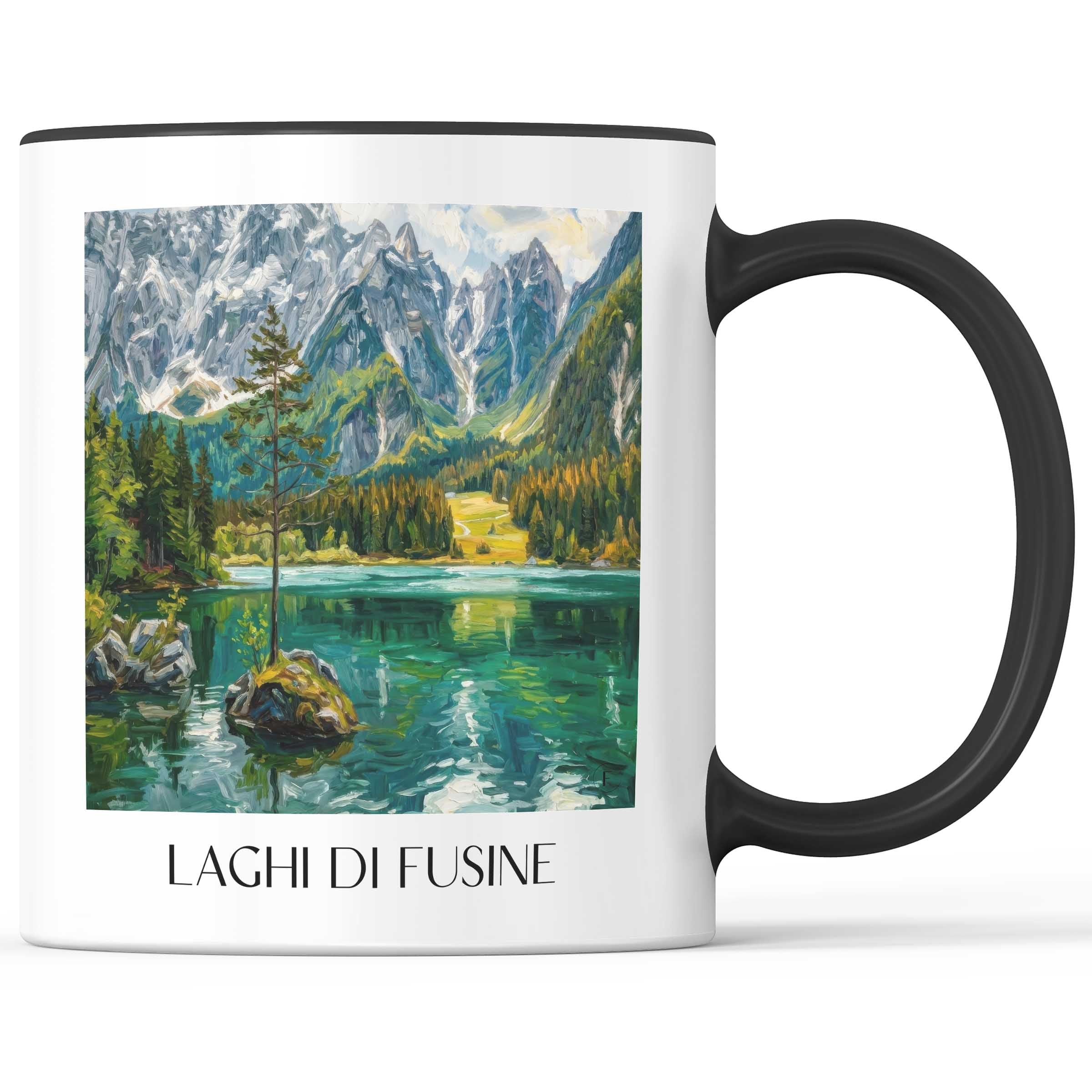 Laghi di Fusine Kaffeebecher - Friaul-Julisch Venetien - Italien Becher - Kaffeetasse im Ölgemälde Stil