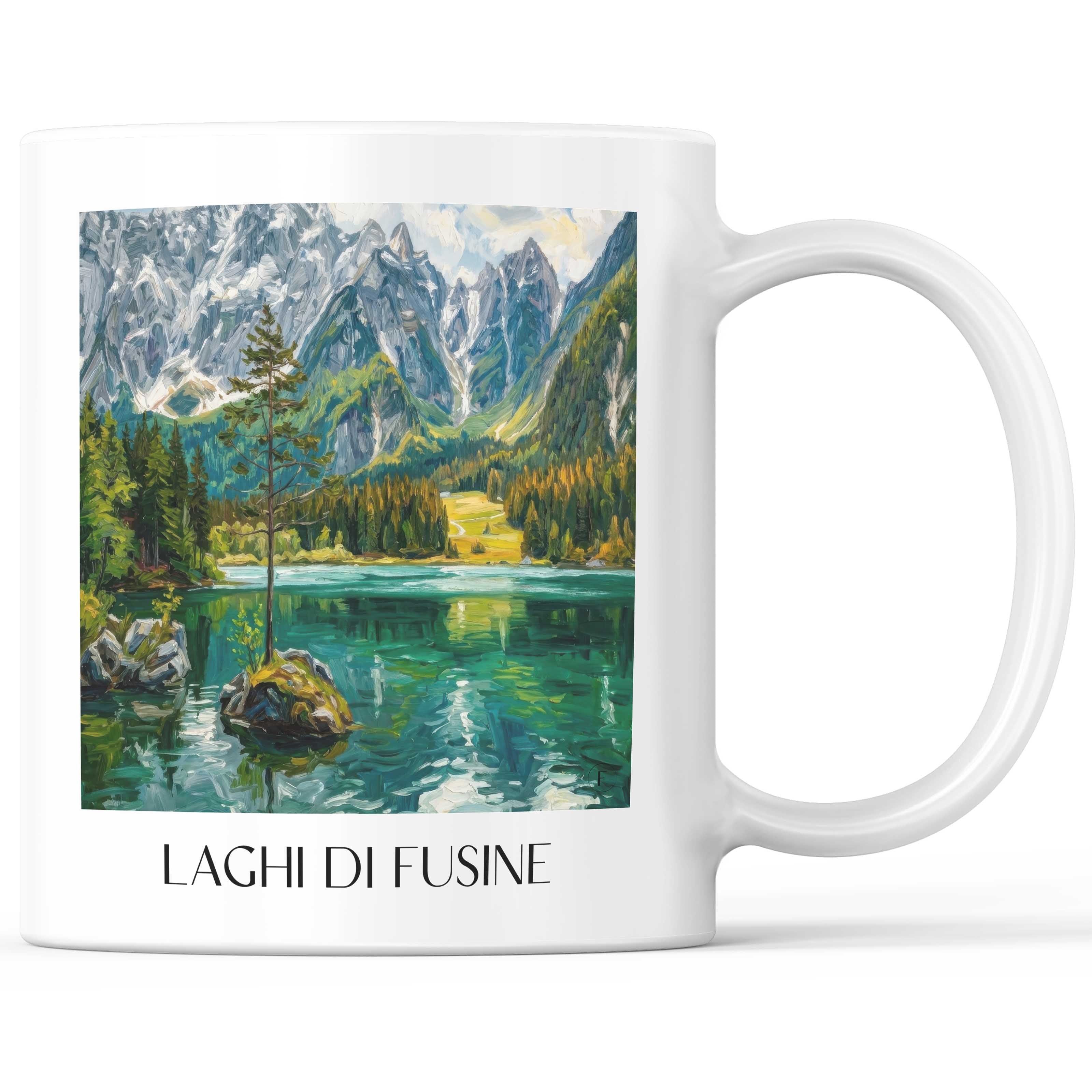 Laghi di Fusine Kaffeebecher - Friaul-Julisch Venetien - Italien Becher - Kaffeetasse im Ölgemälde Stil