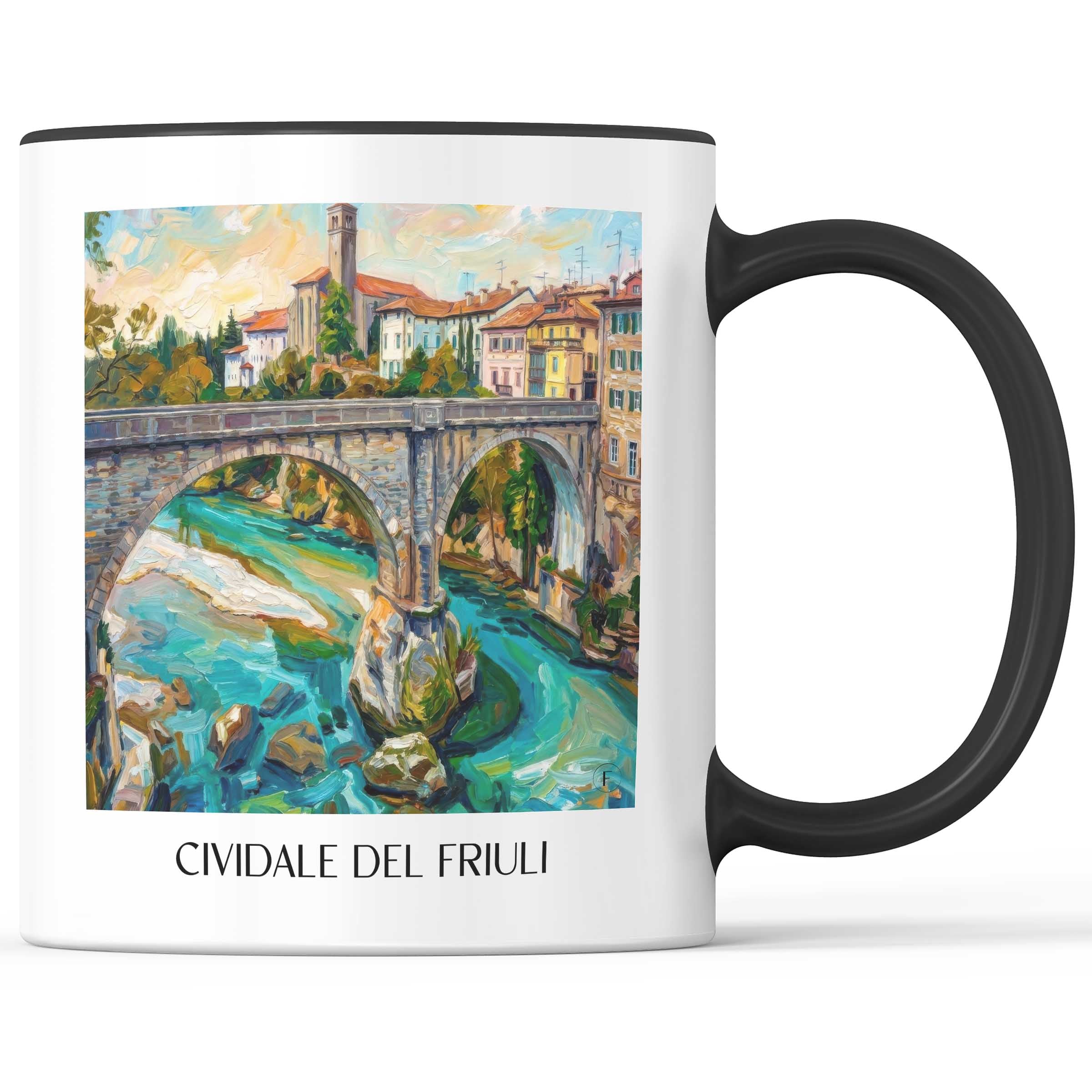 Cividale del Friuli Kaffeebecher - Udine - Italien Becher - Kaffeetasse im Ölgemälde Stil