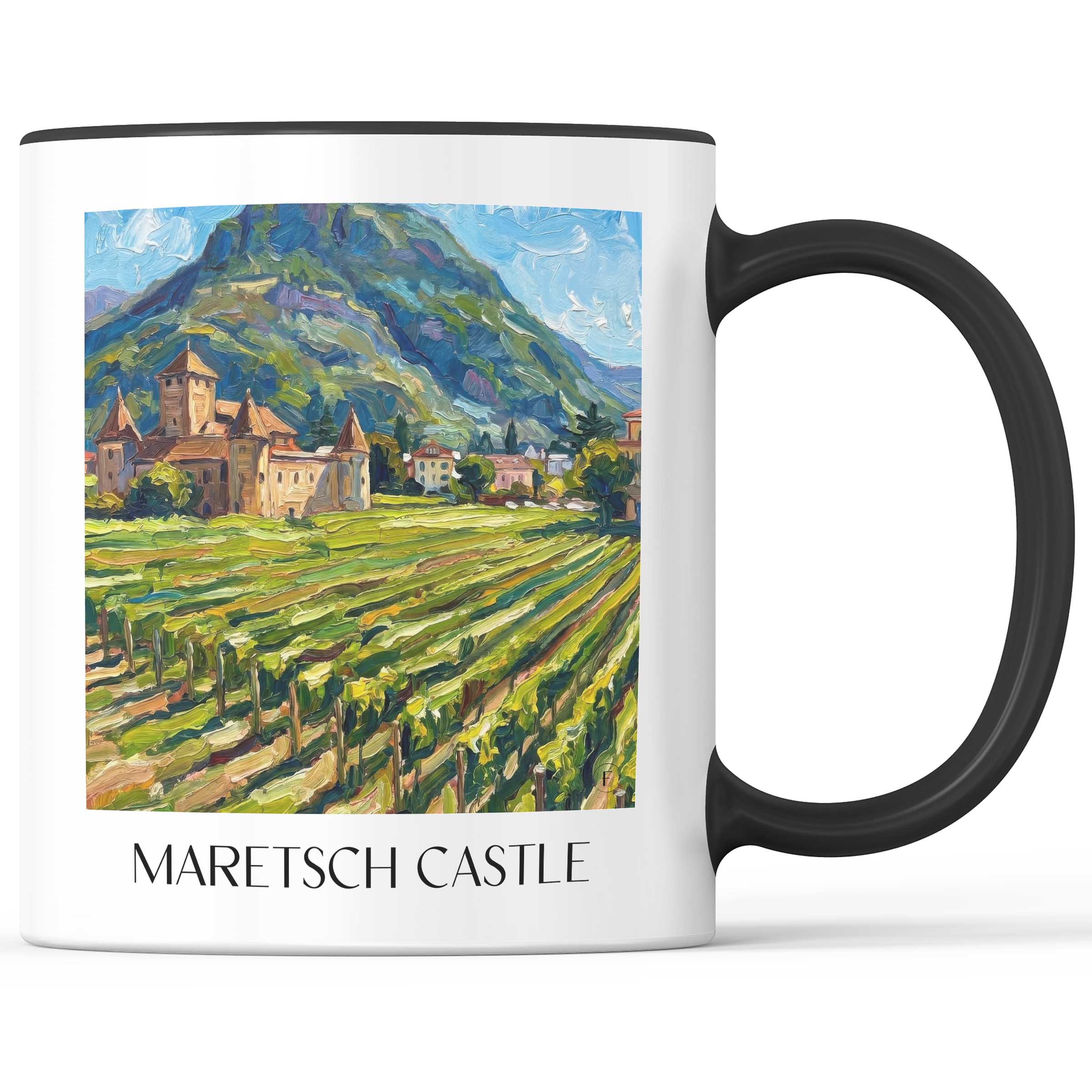 Schloss Maretsch Kaffeebecher - Bozen - Italien Becher - Kaffeetasse im Ölgemälde Stil