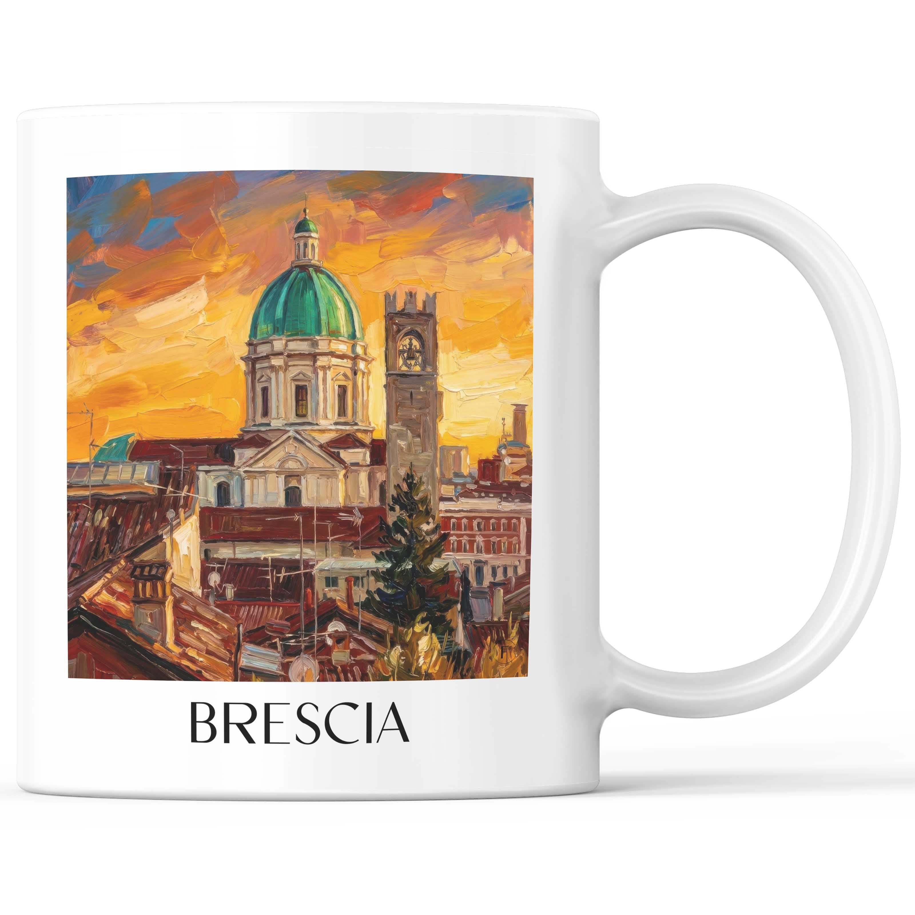 Brescia Kaffeebecher - Lombardei - Italien Becher - Kaffeetasse im Ölgemälde Stil
