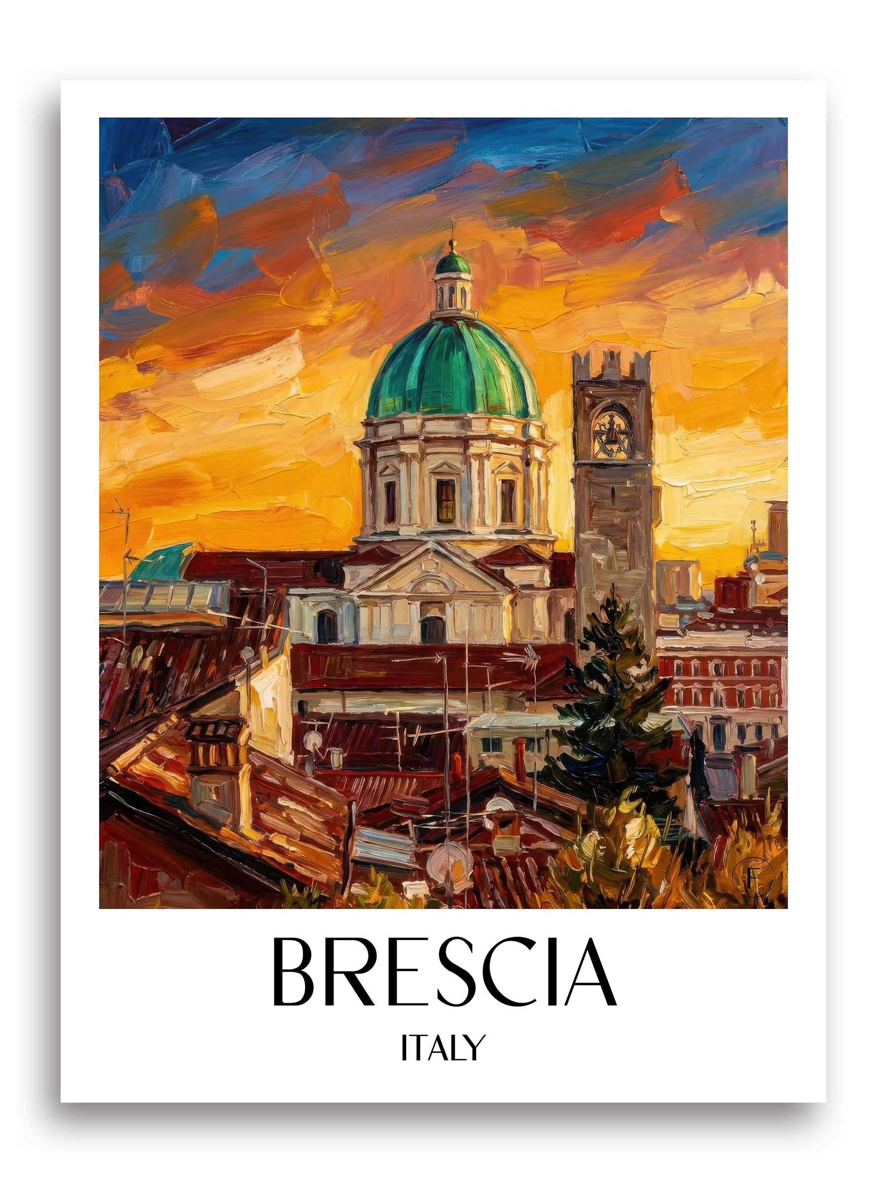 Brescia Poster - Lombardei - Italien Kunstdruck - Ölgemälde von A4 bis A1
