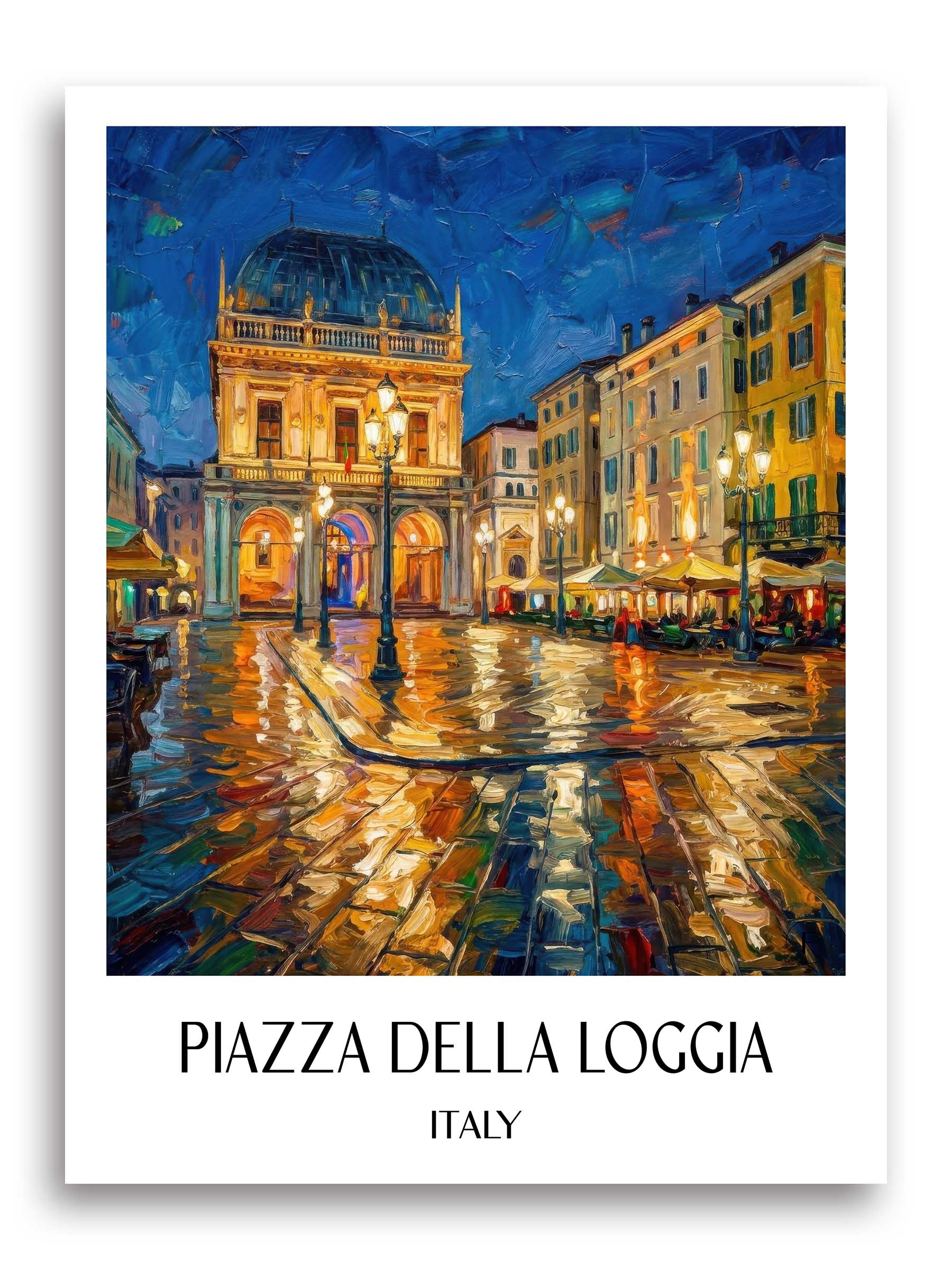 Piazza della Loggia Poster - Brescia - Italien Kunstdruck - Ölgemälde von A4 bis A1