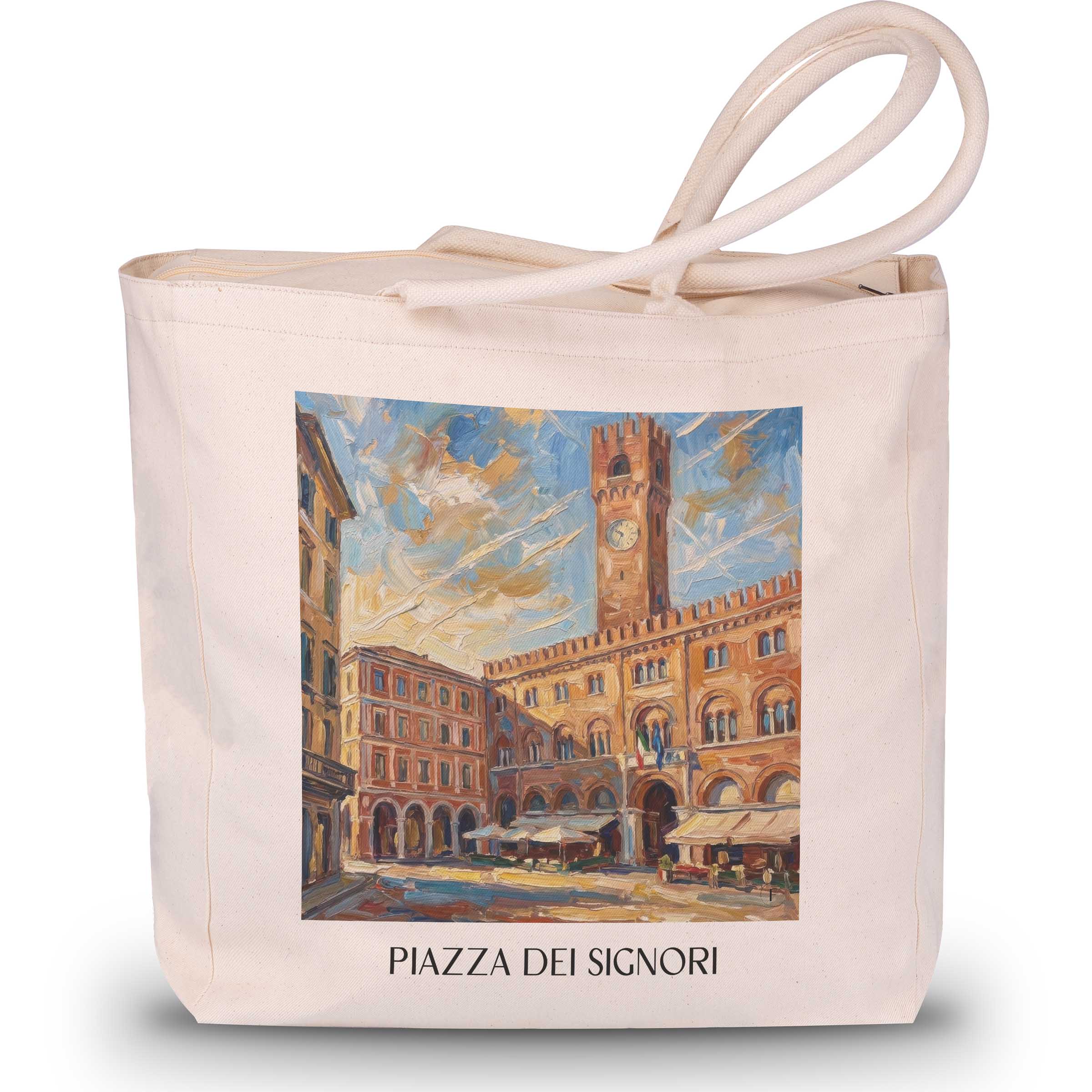 Piazza dei Signori Shopping Tasche - Treviso - Italien Tote Bag - Einkaufstasche im Ölgemälde Stil