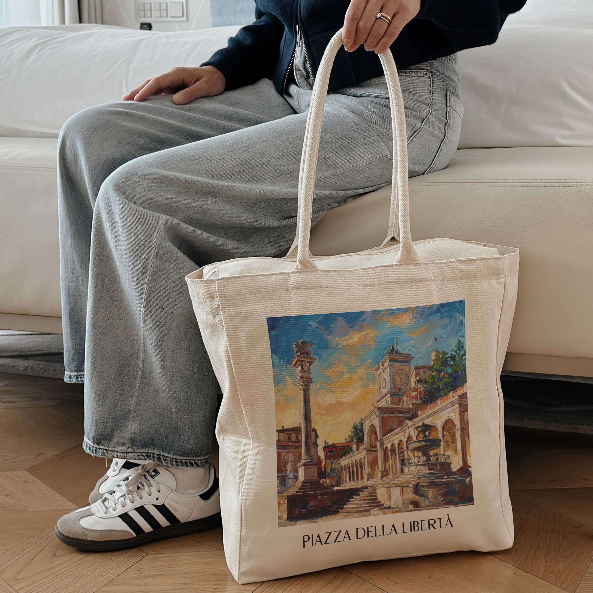 piazza-della-libertà-udine-italien-einkaufstasche-oil-painting-oelgemaelde
