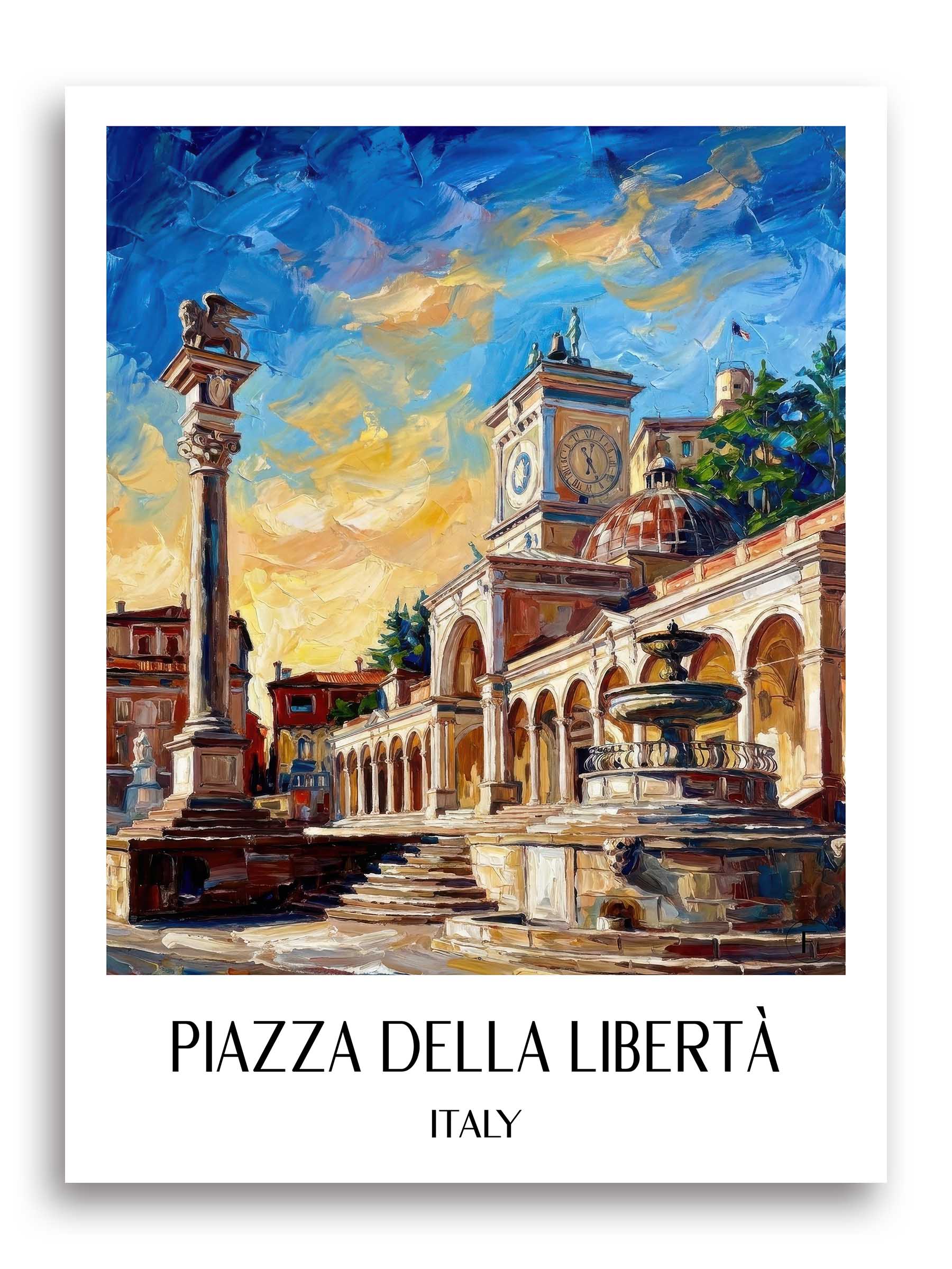 Piazza della Libertà Poster - Udine - Italien Kunstdruck - Ölgemälde von A4 bis A1