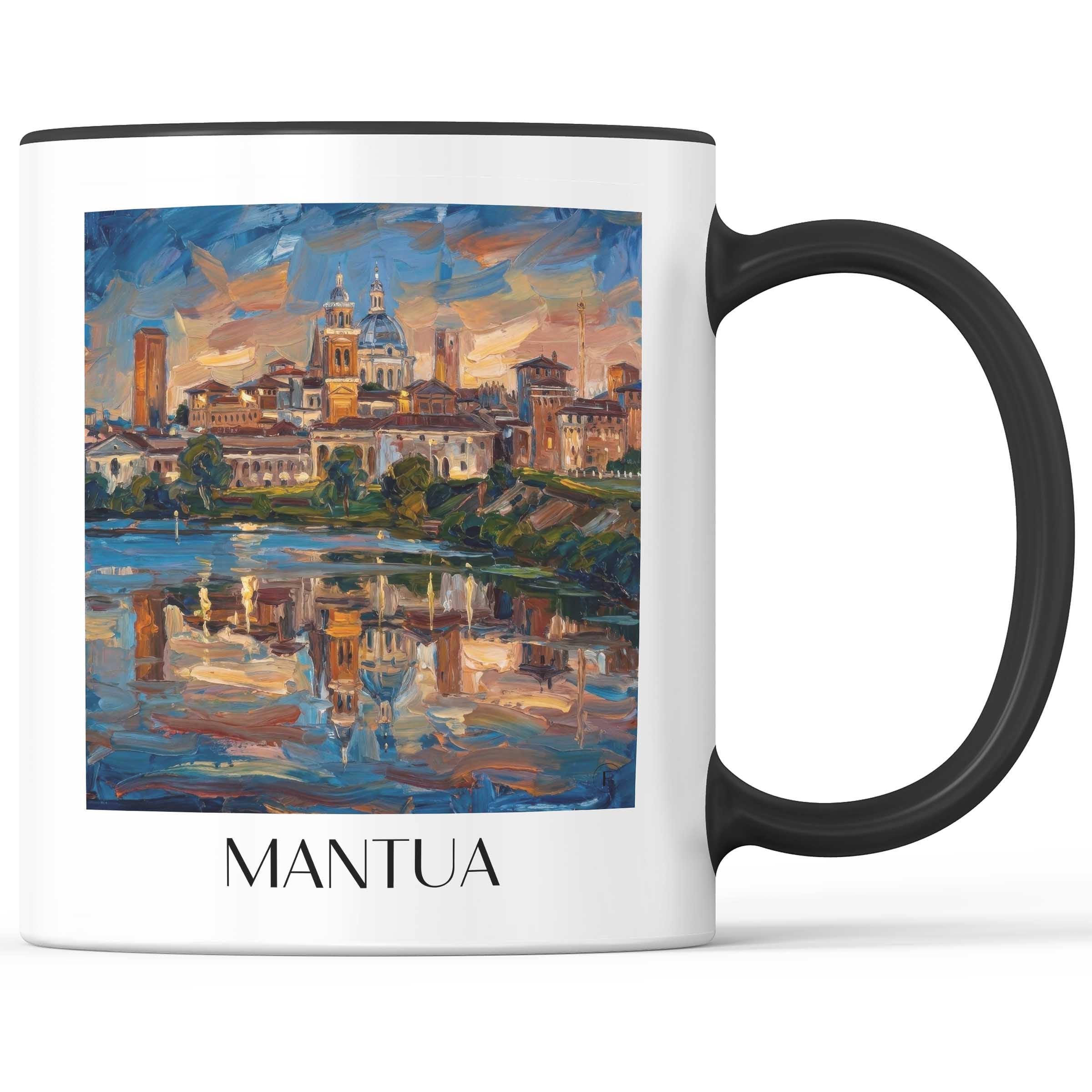 Mantua Kaffeebecher - Lombardei - Italien Becher - Kaffeetasse im Ölgemälde Stil