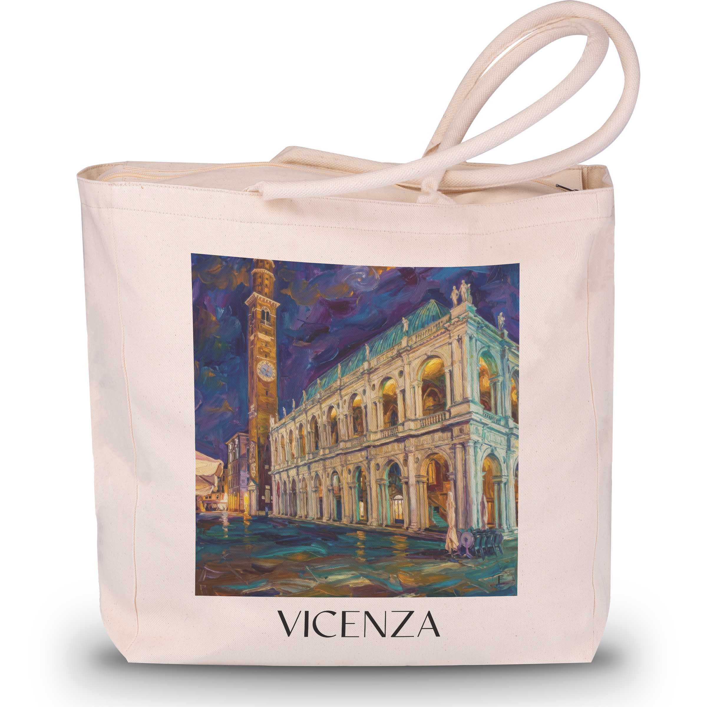 Vicenza Shopping Tasche - Italien - Italien Tote Bag - Einkaufstasche im Ölgemälde Stil