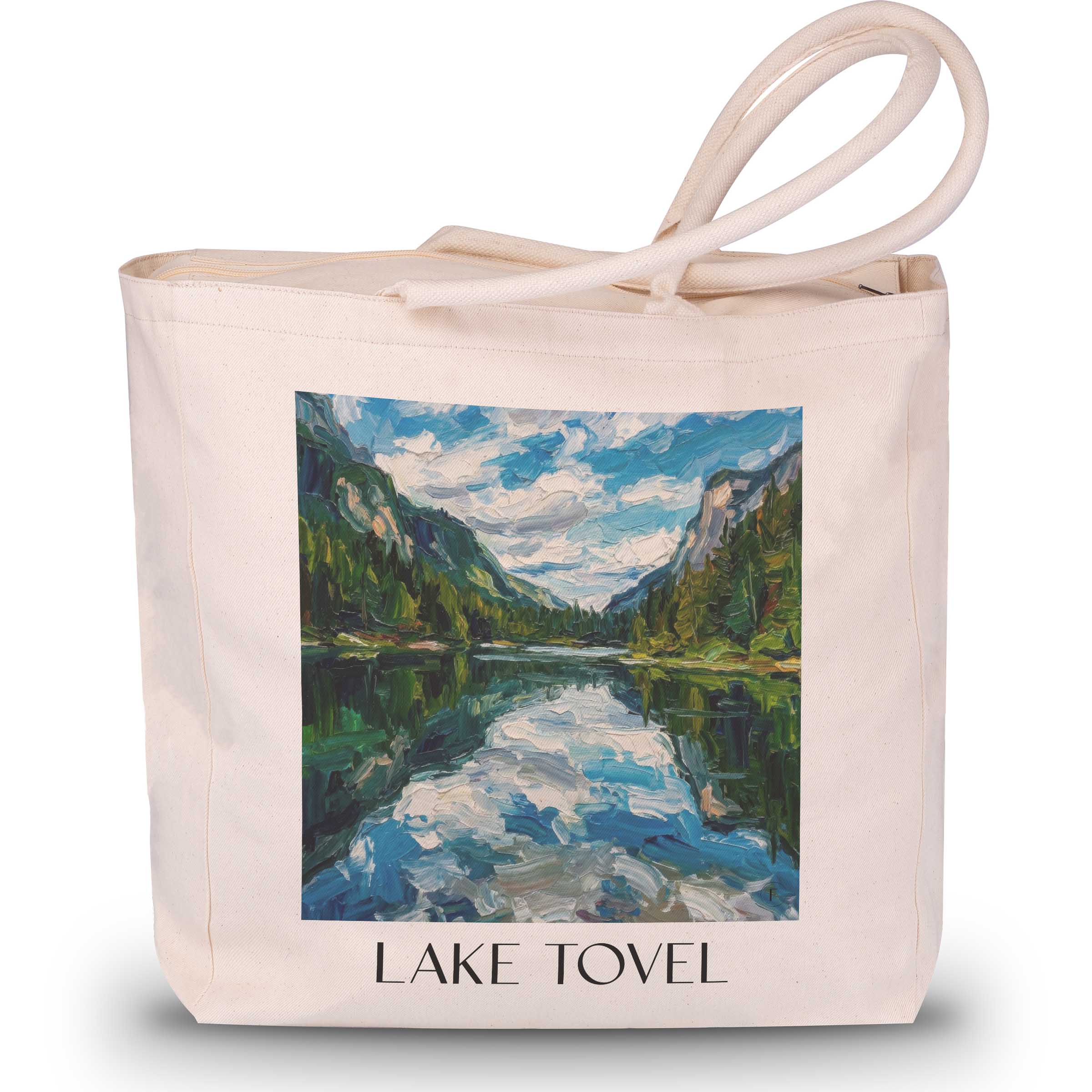 Lago di Tovel Shopping Tasche - Trentino - Italien Tote Bag - Einkaufstasche im Ölgemälde Stil
