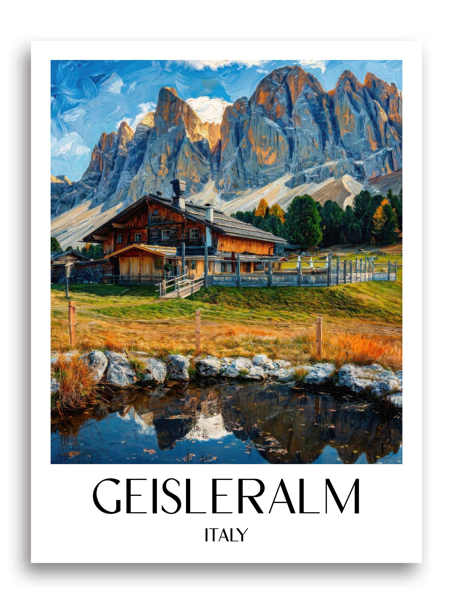 Geisleralm Poster - Dolomiten - Italien Kunstdruck - Ölgemälde von A4 bis A1