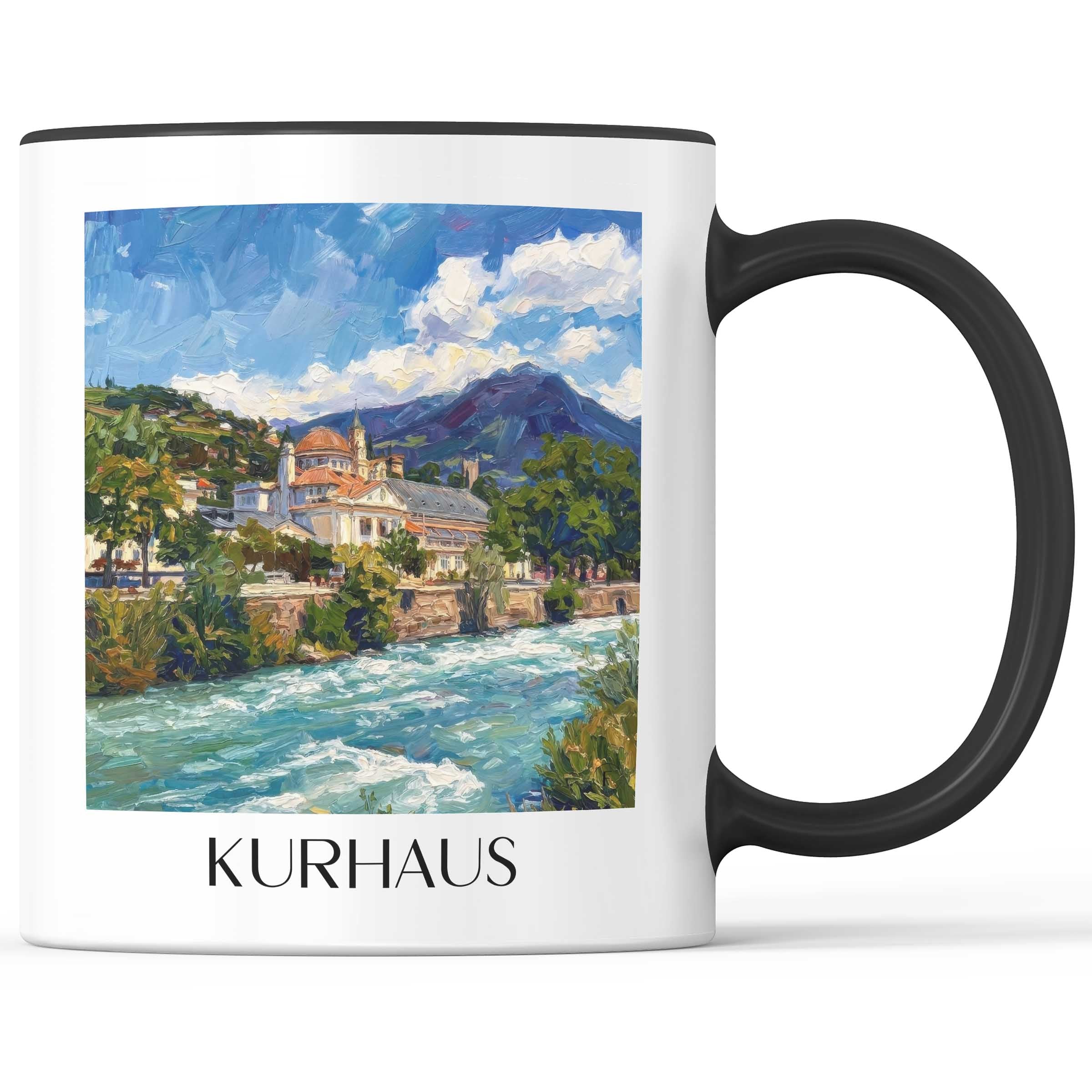 Kurhaus Kaffeebecher - Meran - Italien Becher - Kaffeetasse im Ölgemälde Stil