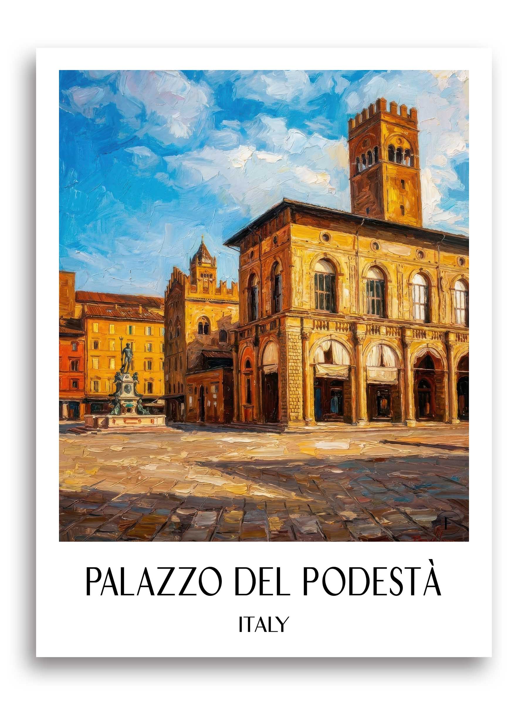 Palazzo del Podestà Poster - Bologna - Italien Kunstdruck - Ölgemälde von A4 bis A1