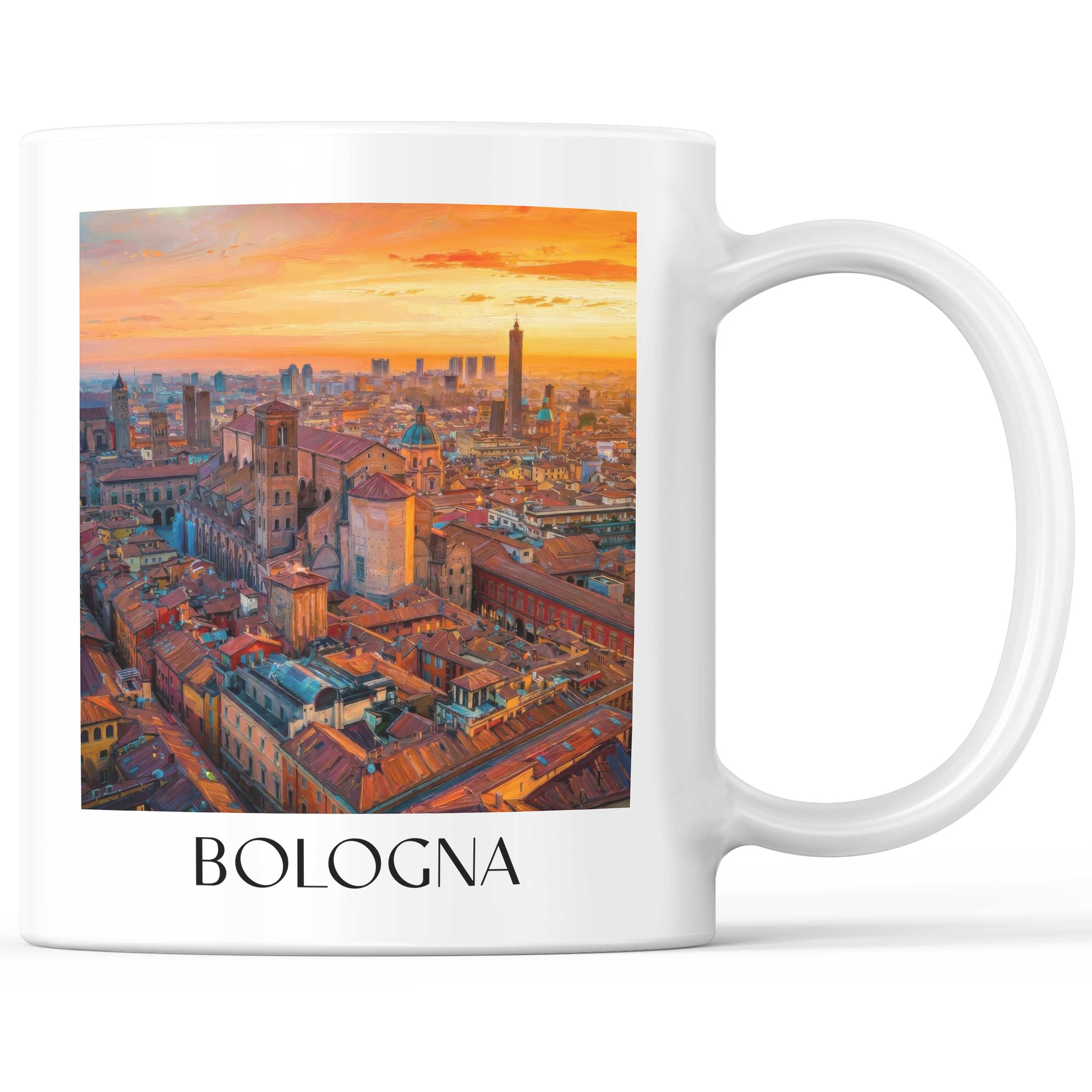 Bologna Kaffeebecher - Italien - Italien Becher - Kaffeetasse im Ölgemälde Stil