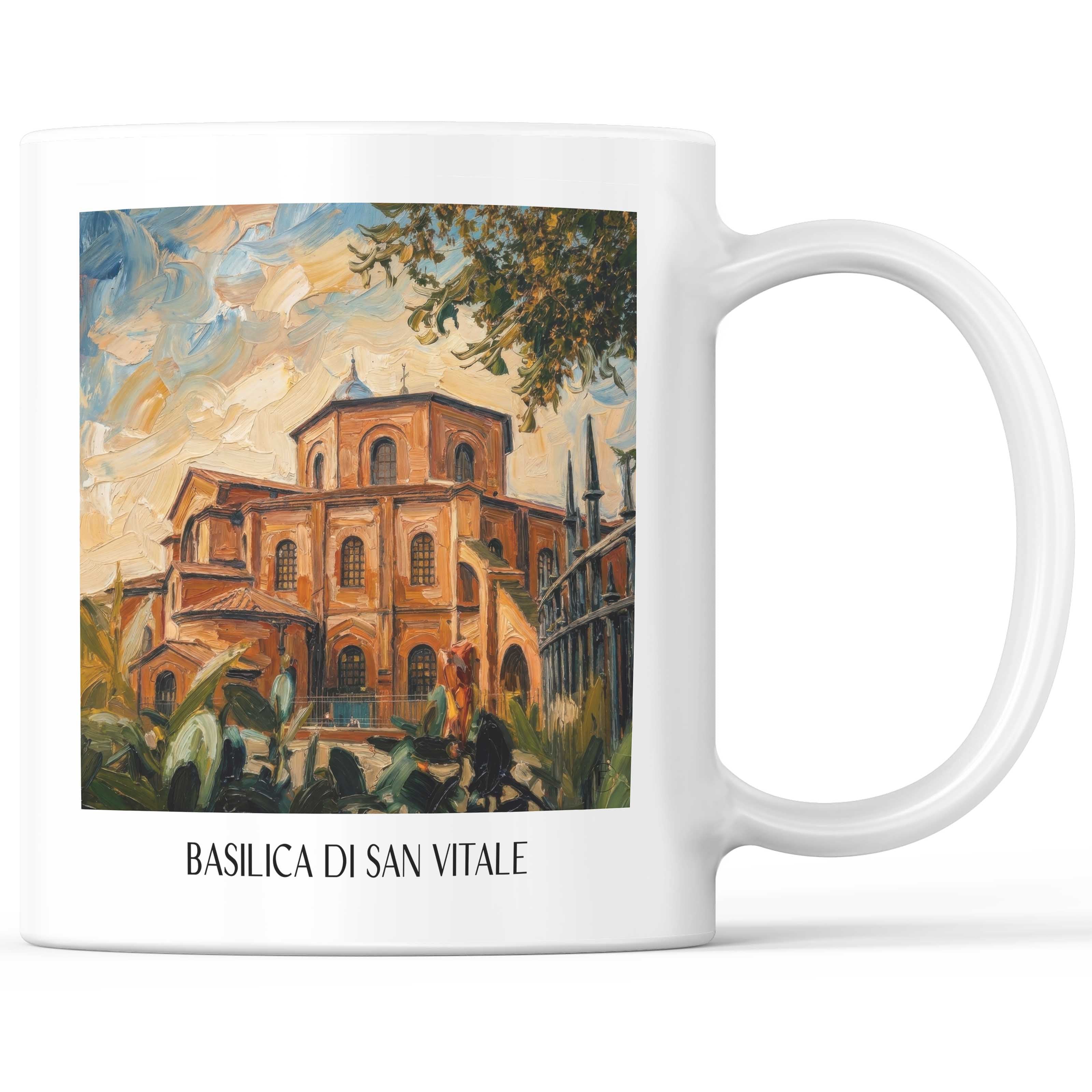 Basilica di San Vitale Kaffeebecher - Ravenna - Italien Becher - Kaffeetasse im Ölgemälde Stil