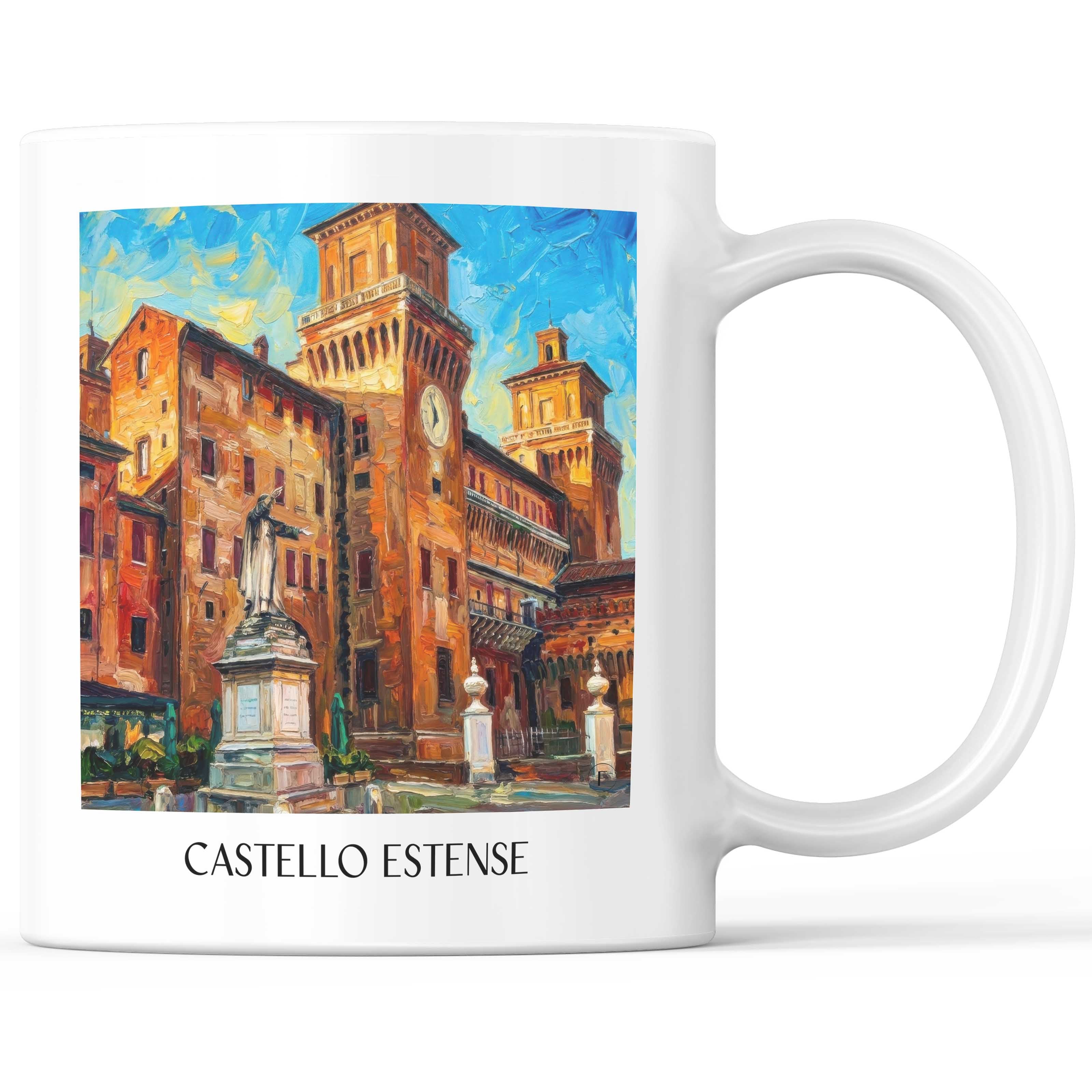 Castello Estense Kaffeebecher - Ferrara - Italien Becher - Kaffeetasse im Ölgemälde Stil