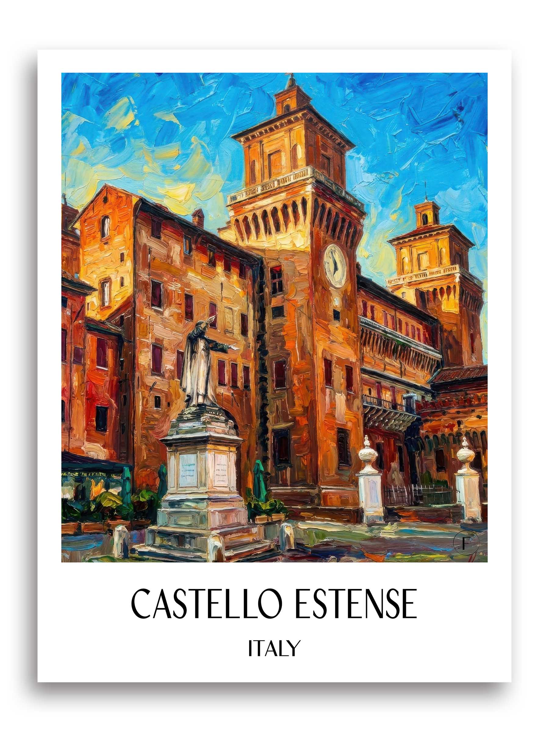 Castello Estense Poster - Ferrara - Italien Kunstdruck - Ölgemälde von A4 bis A1