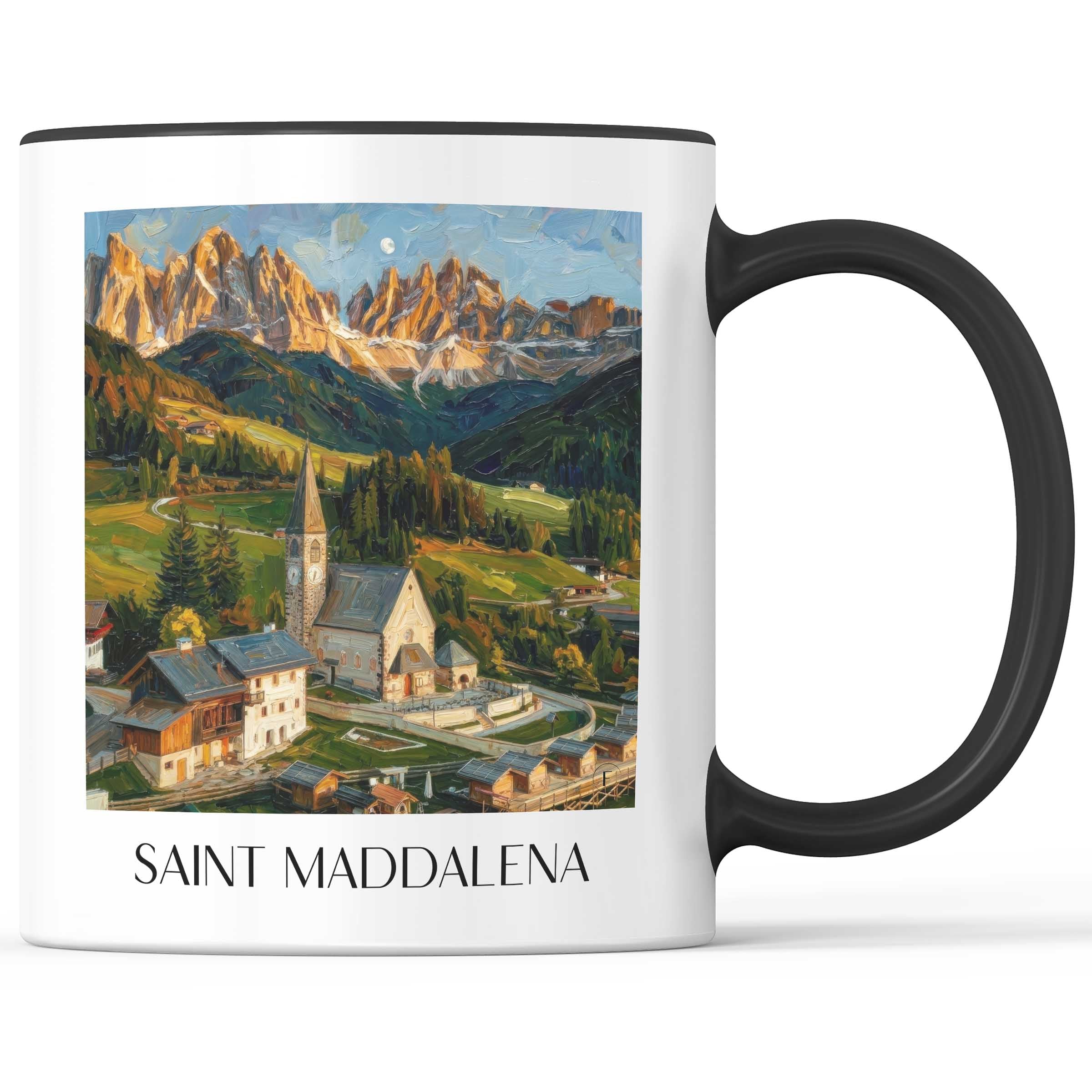 Sankt Maddalena Kaffeebecher - Trentino-Südtirol - Italien Becher - Kaffeetasse im Ölgemälde Stil