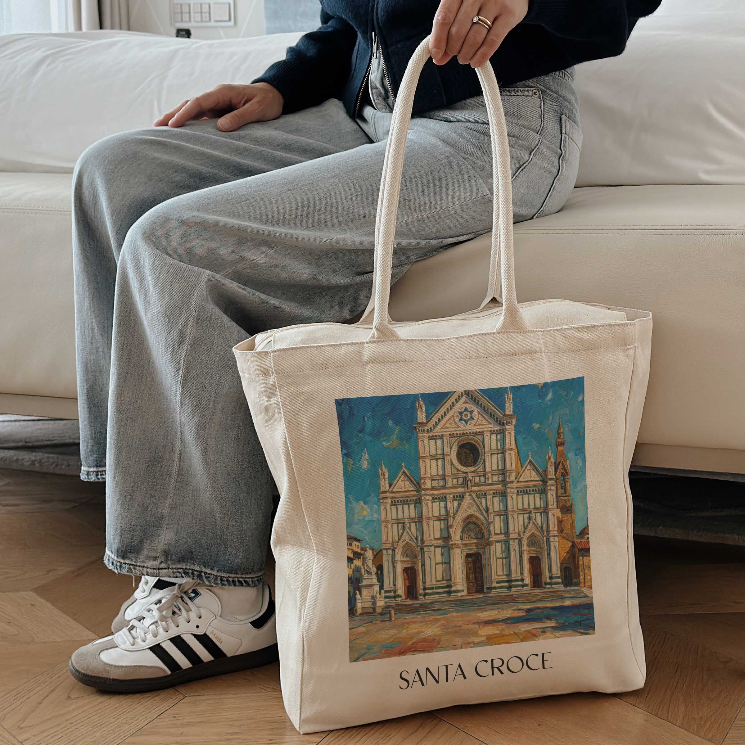 santa-croce-florenz-italien-einkaufstasche-oil-painting-oelgemaelde