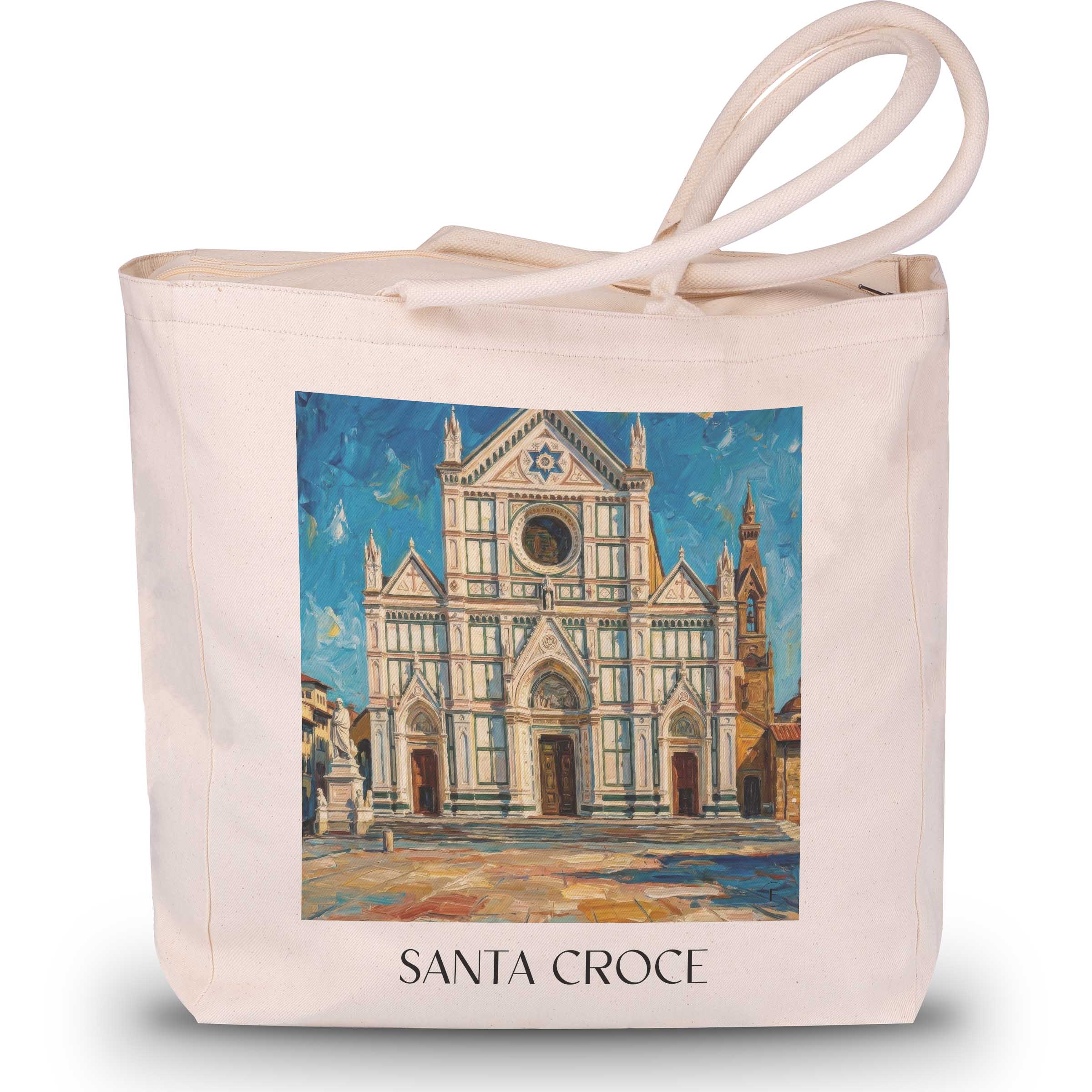 Santa Croce Shopping Tasche - Florenz - Italien Tote Bag - Einkaufstasche im Ölgemälde Stil
