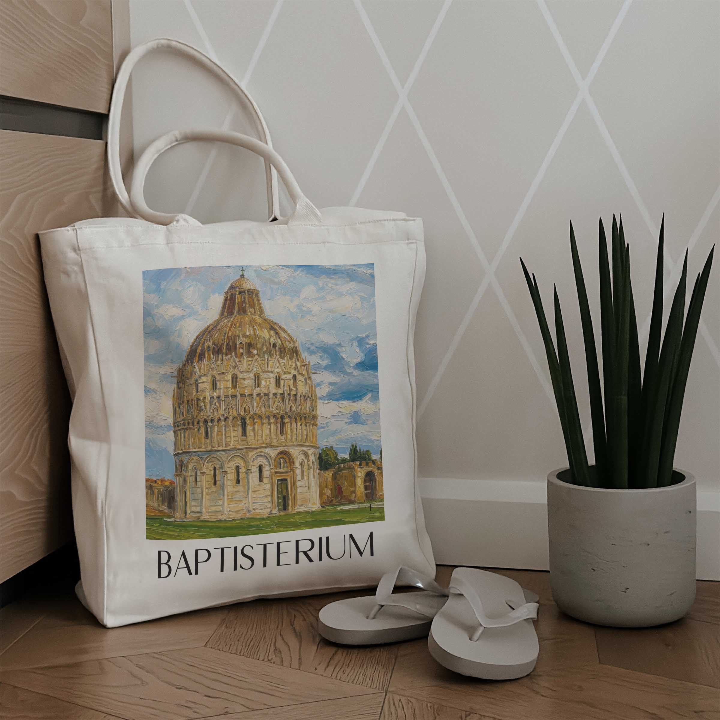 baptisterium-pisa-italien-einkaufstasche-oil-painting-oelgemaelde