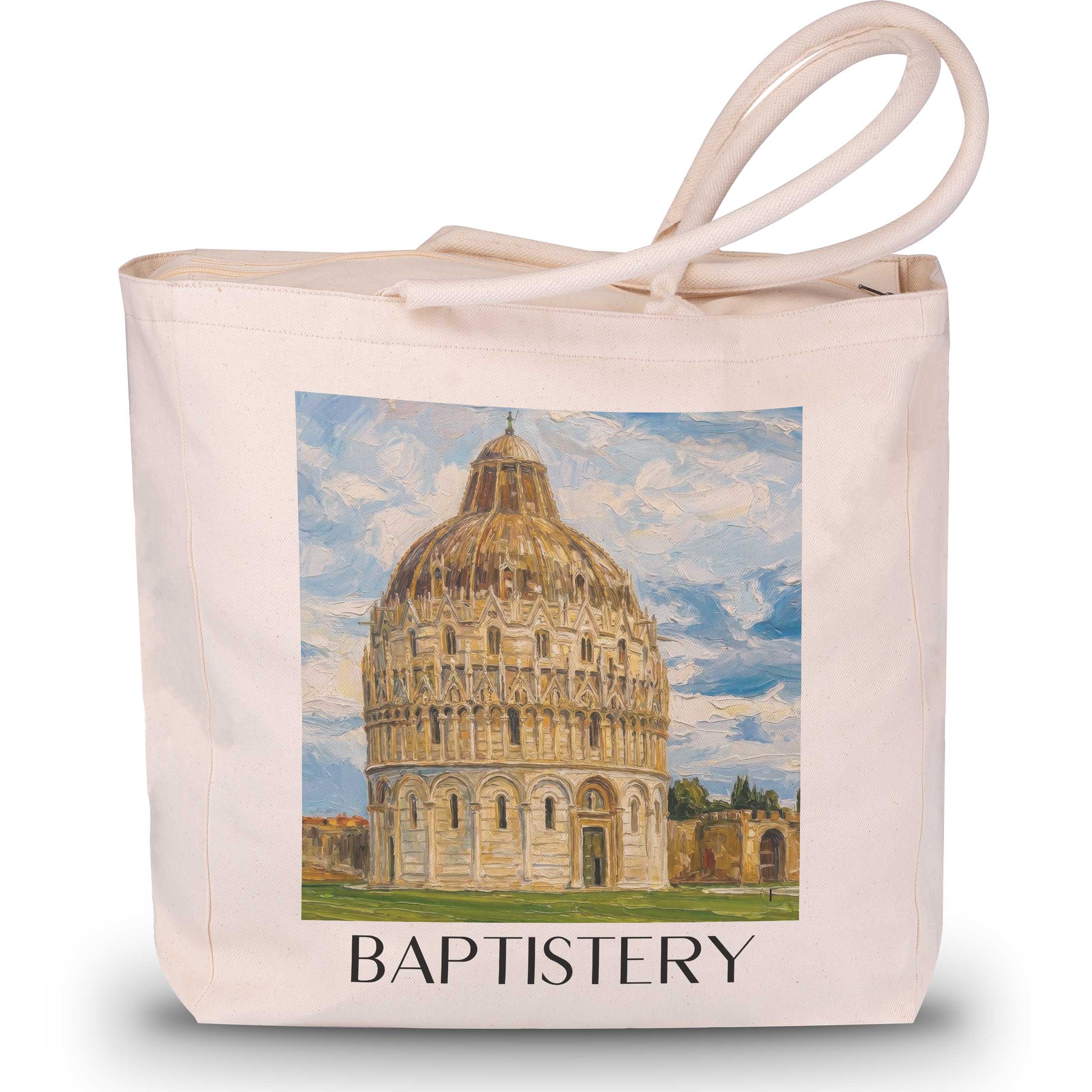 Baptisterium Shopping Tasche - Pisa - Italien Tote Bag - Einkaufstasche im Ölgemälde Stil