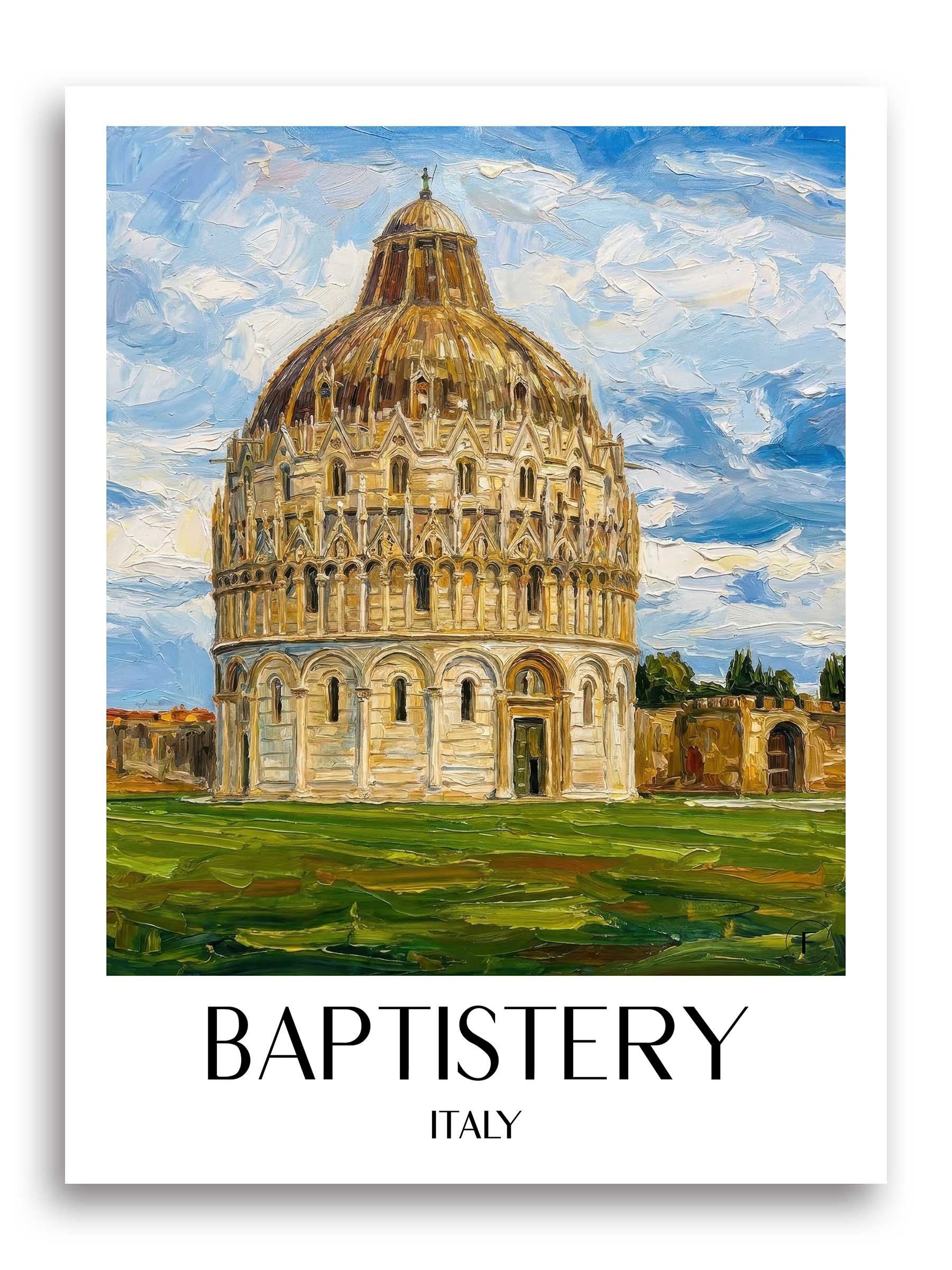Baptisterium Poster - Pisa - Italien Kunstdruck - Ölgemälde von A4 bis A1