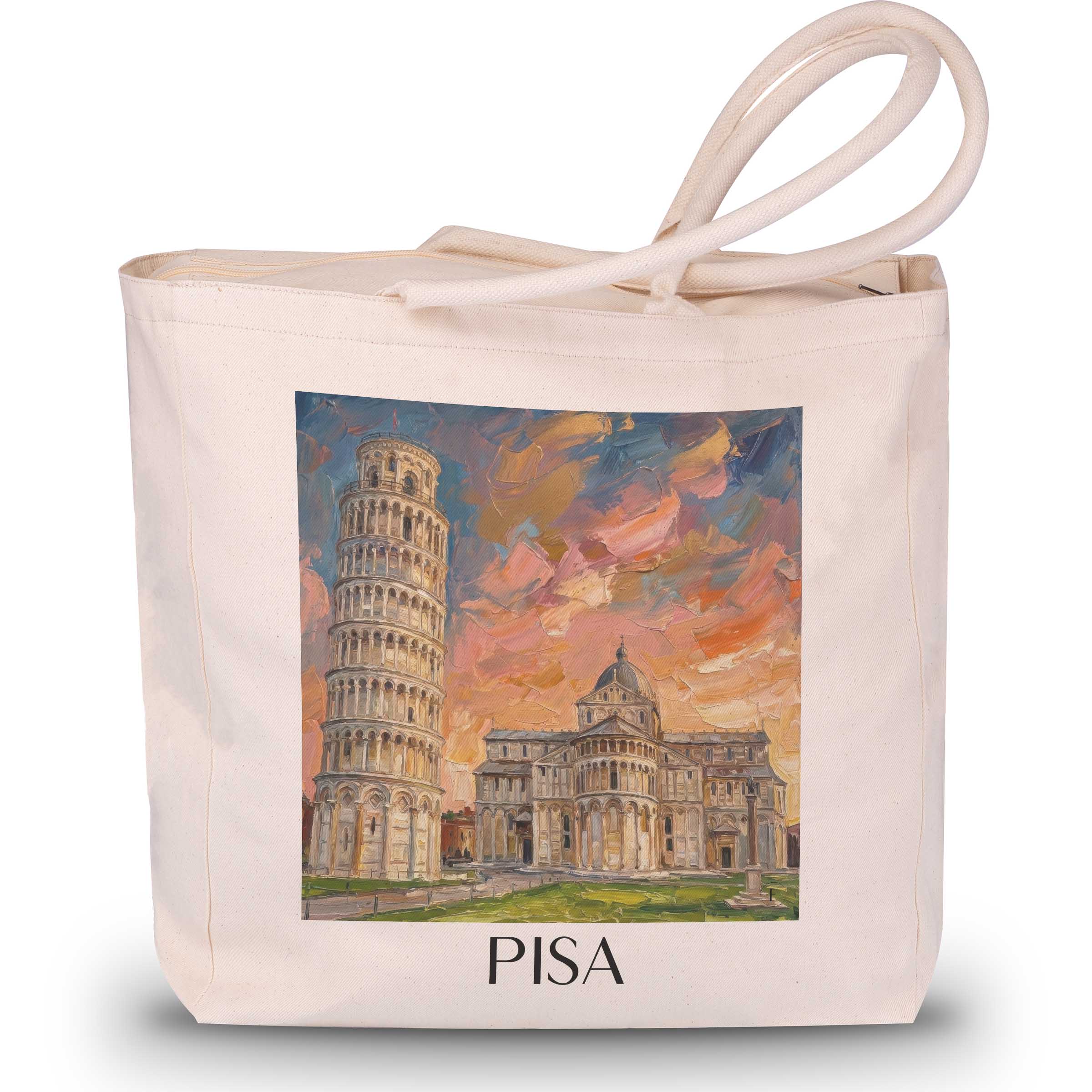 Pisa Shopping Tasche - Italien - Italien Tote Bag - Einkaufstasche im Ölgemälde Stil