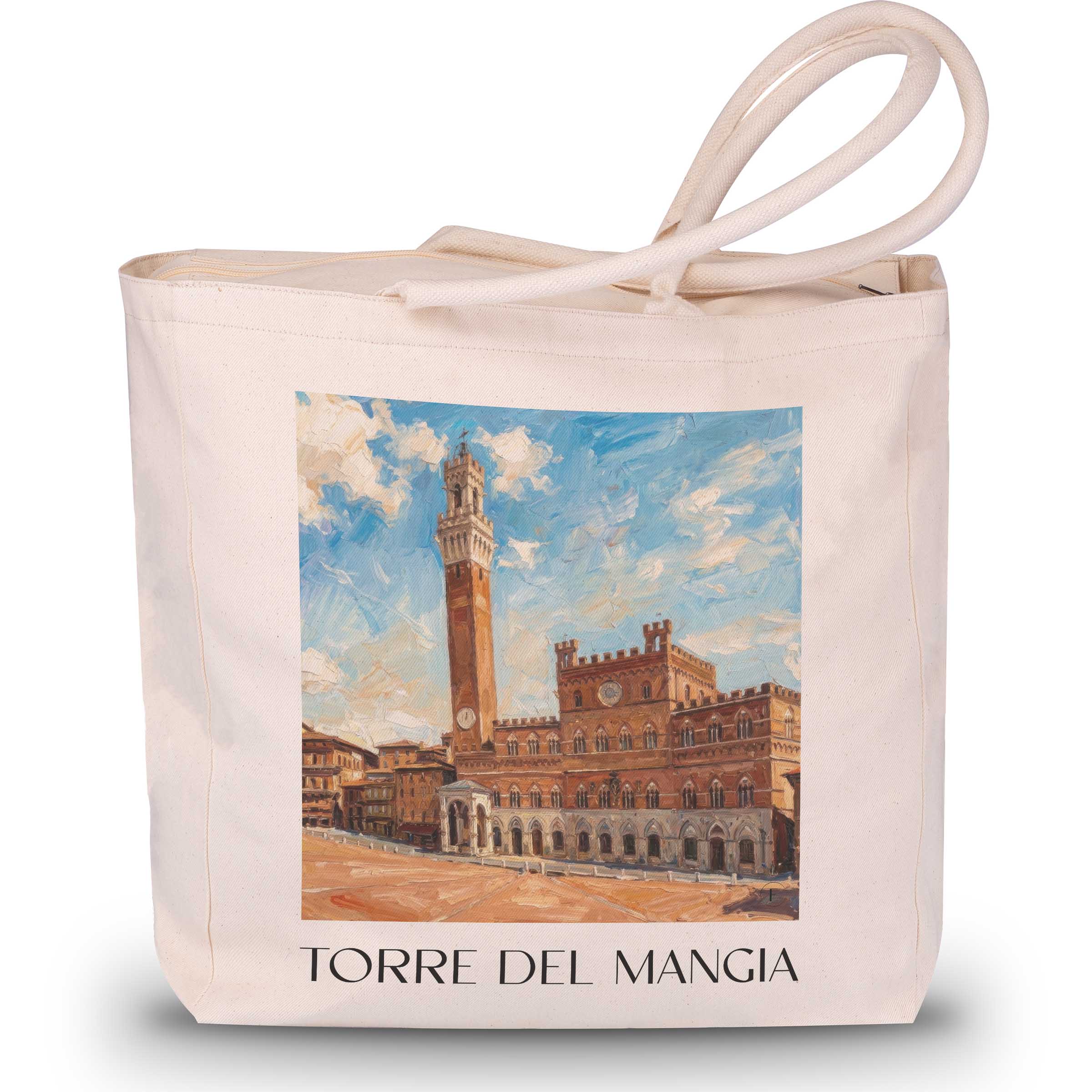 Torre del Mangia Shopping Tasche - Siena - Italien Tote Bag - Einkaufstasche im Ölgemälde Stil