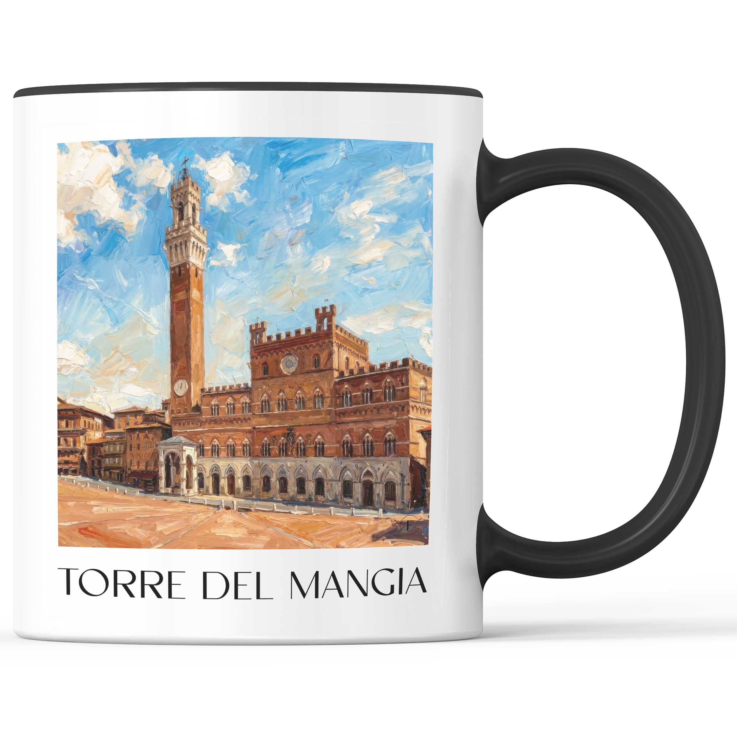 Torre del Mangia Kaffeebecher - Siena - Italien Becher - Kaffeetasse im Ölgemälde Stil